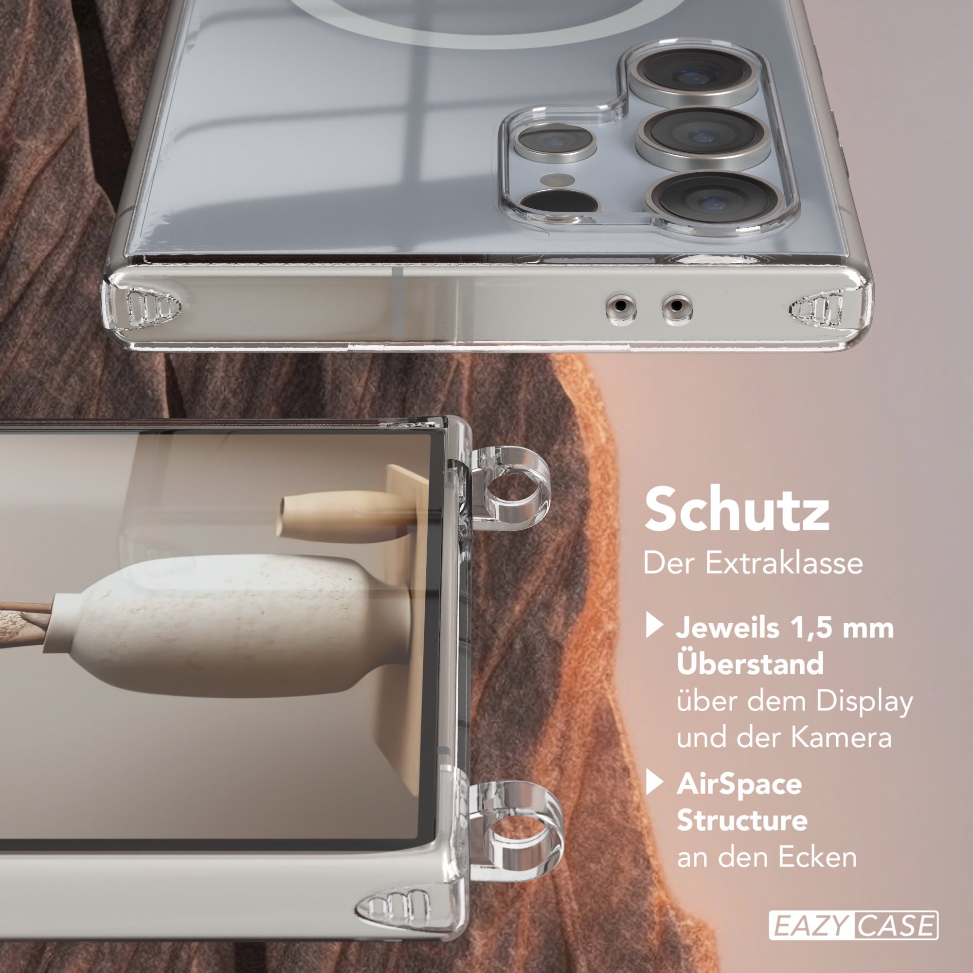 Galaxy S24 Ultra transparente Hülle + Kordel mit MagSafe