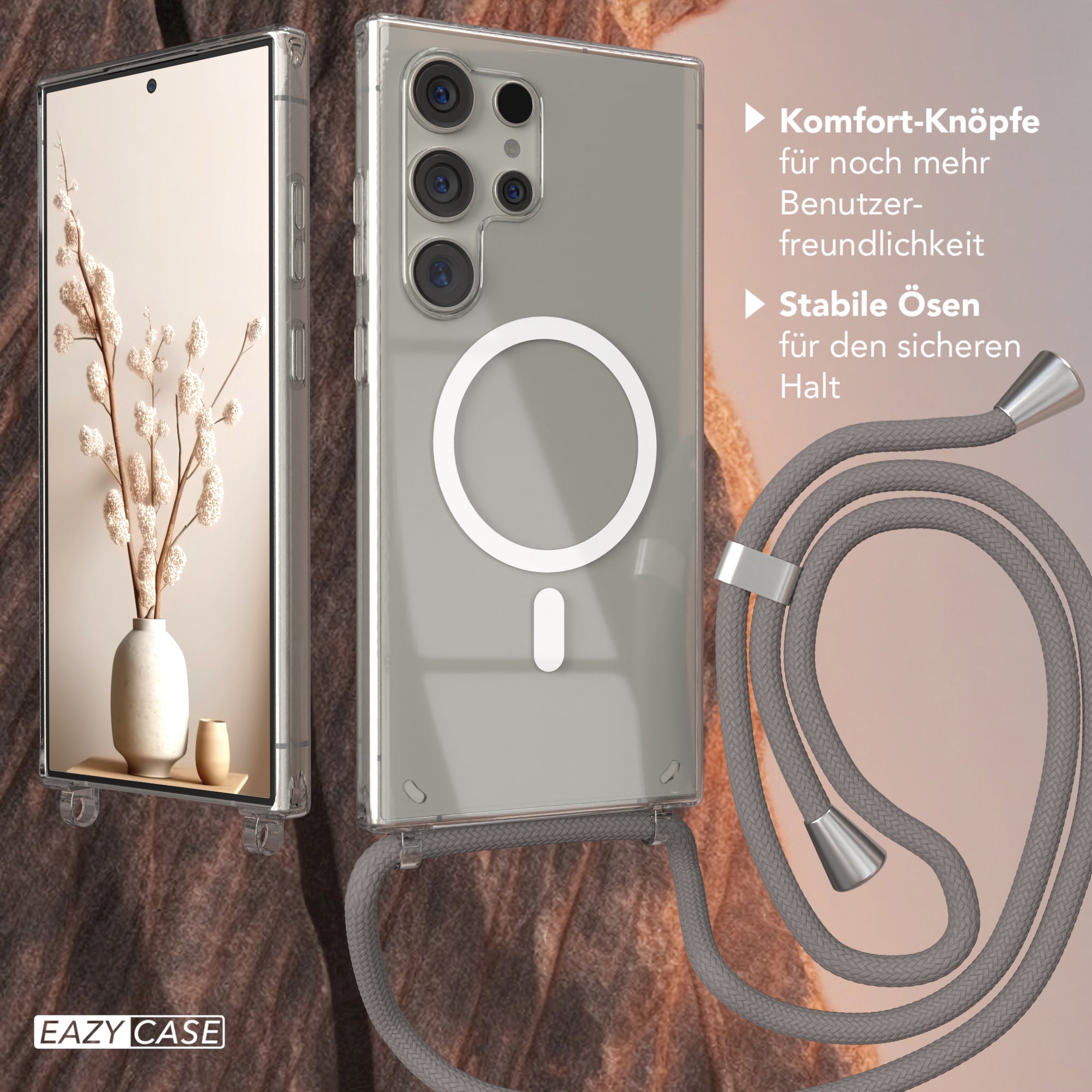 Galaxy S24 Ultra transparente Hülle + Kordel mit MagSafe