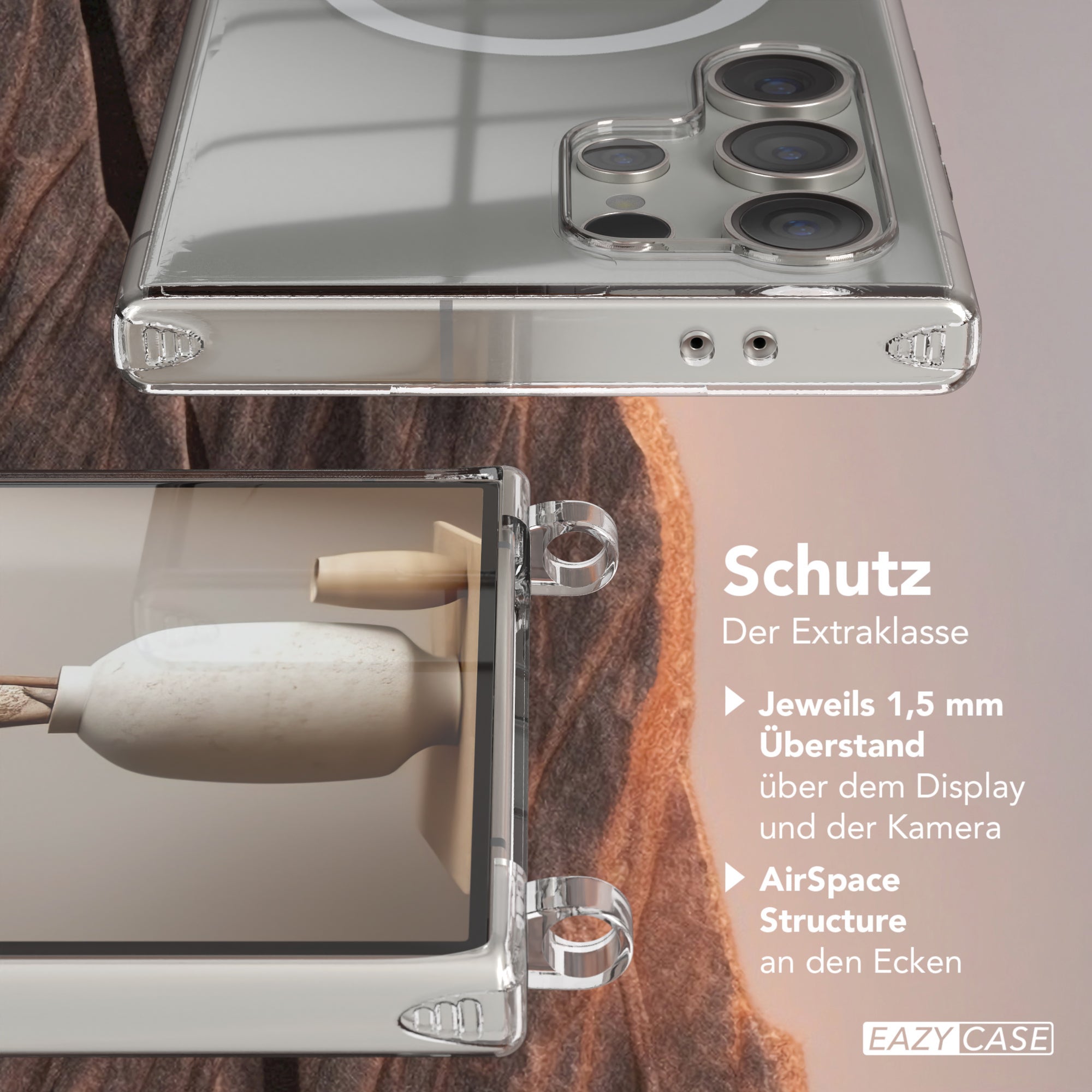 Galaxy S24 Ultra transparente Hülle + Kordel mit MagSafe