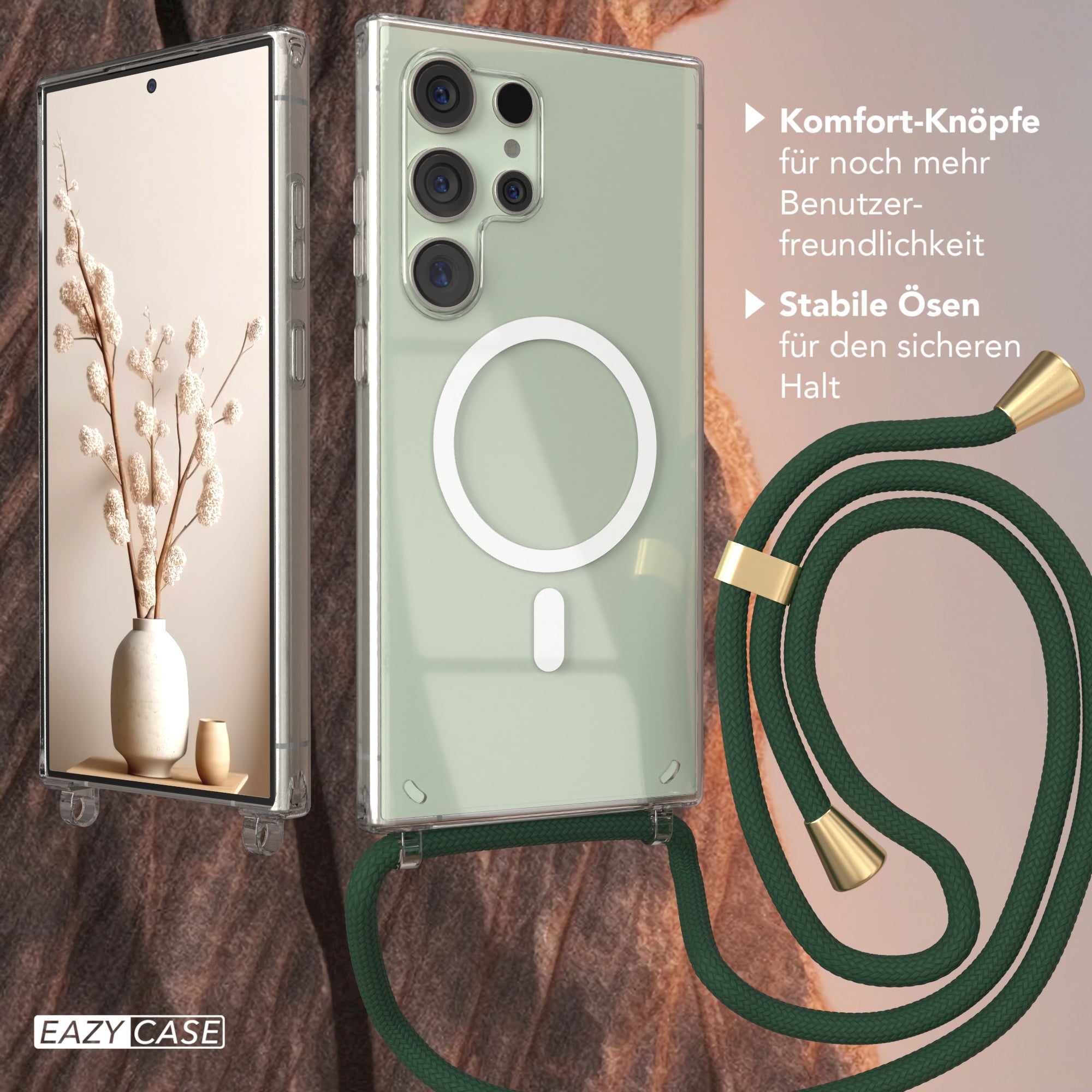 Galaxy S24 Ultra transparente Hülle + Kordel mit MagSafe
