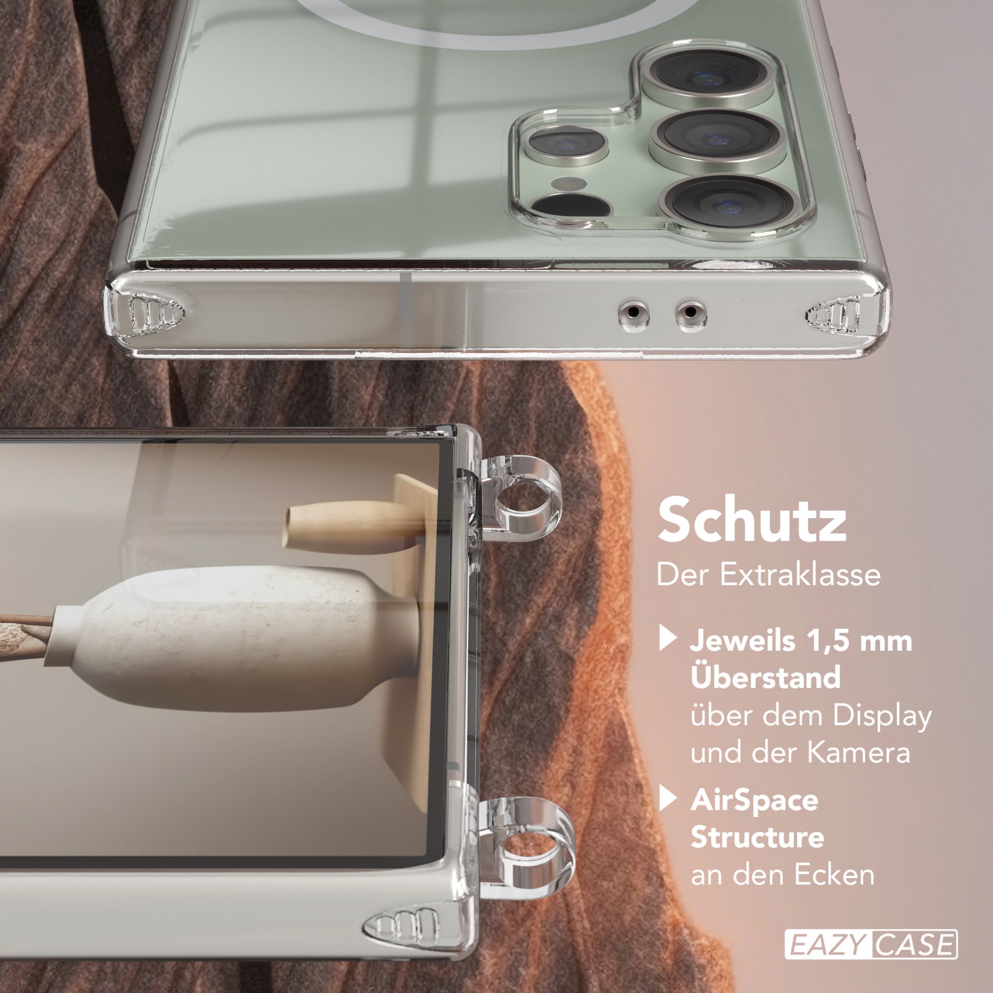 Galaxy S24 Ultra transparente Hülle + Kordel mit MagSafe