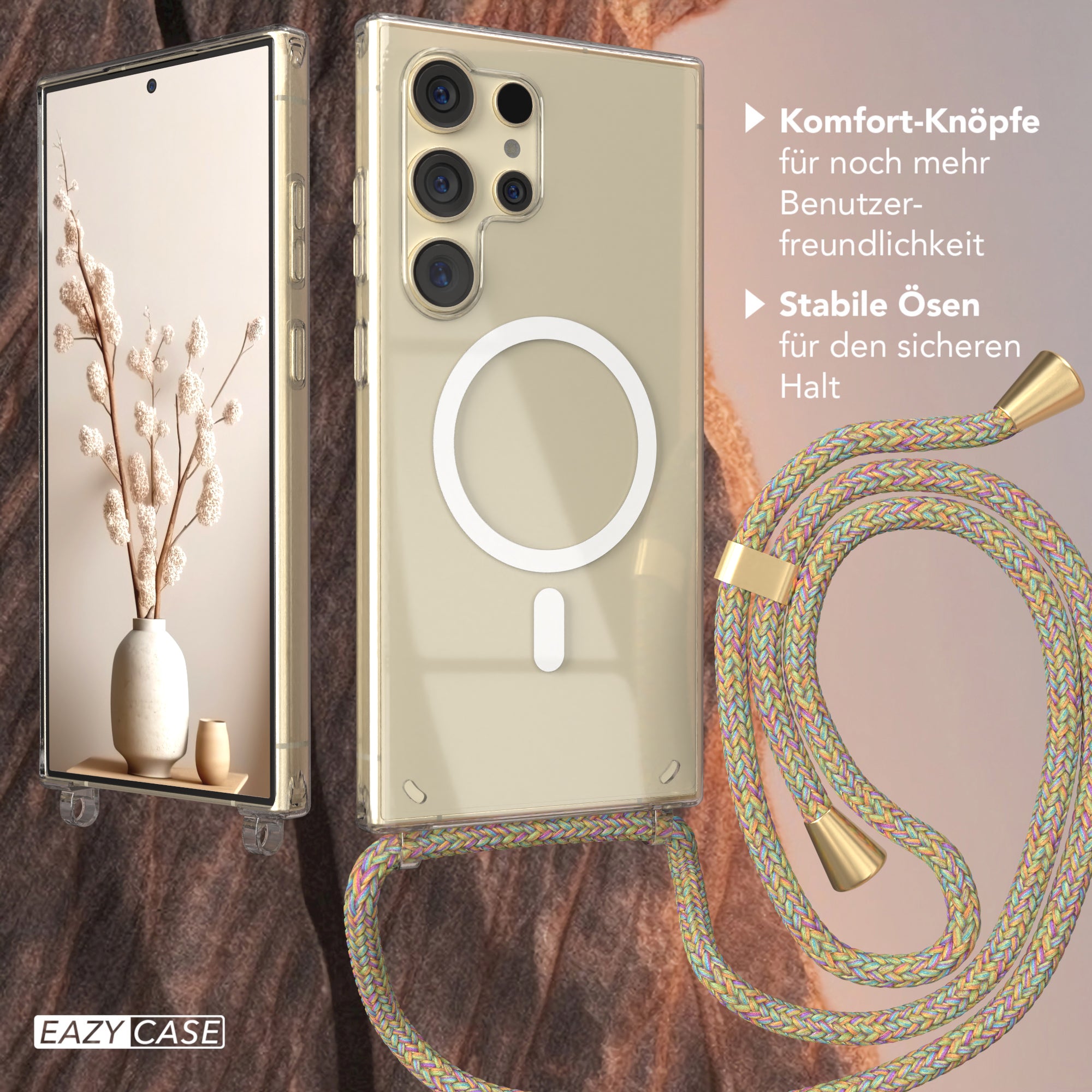 Galaxy S24 Ultra transparente Hülle + Kordel mit MagSafe