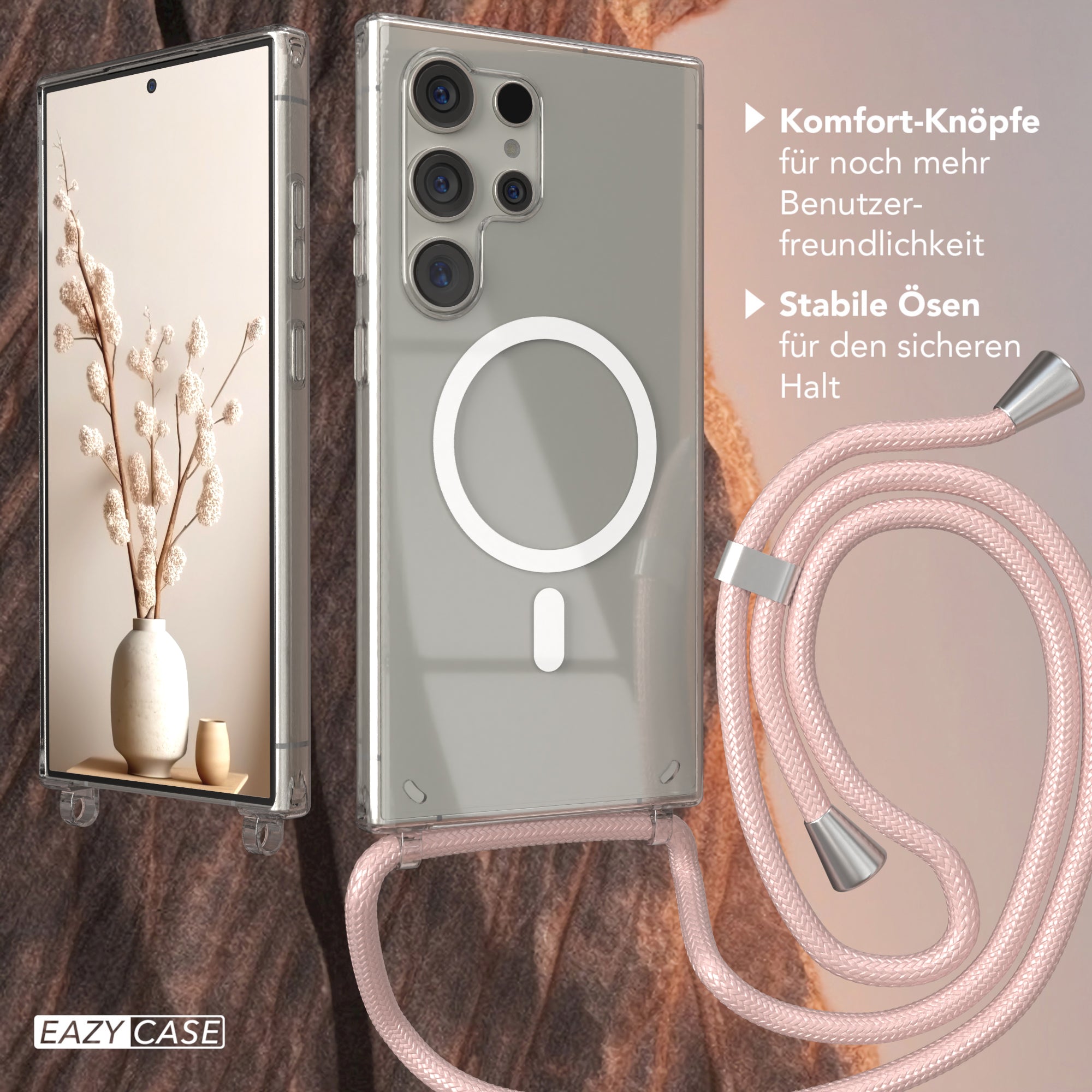 Galaxy S24 Ultra transparente Hülle + Kordel mit MagSafe