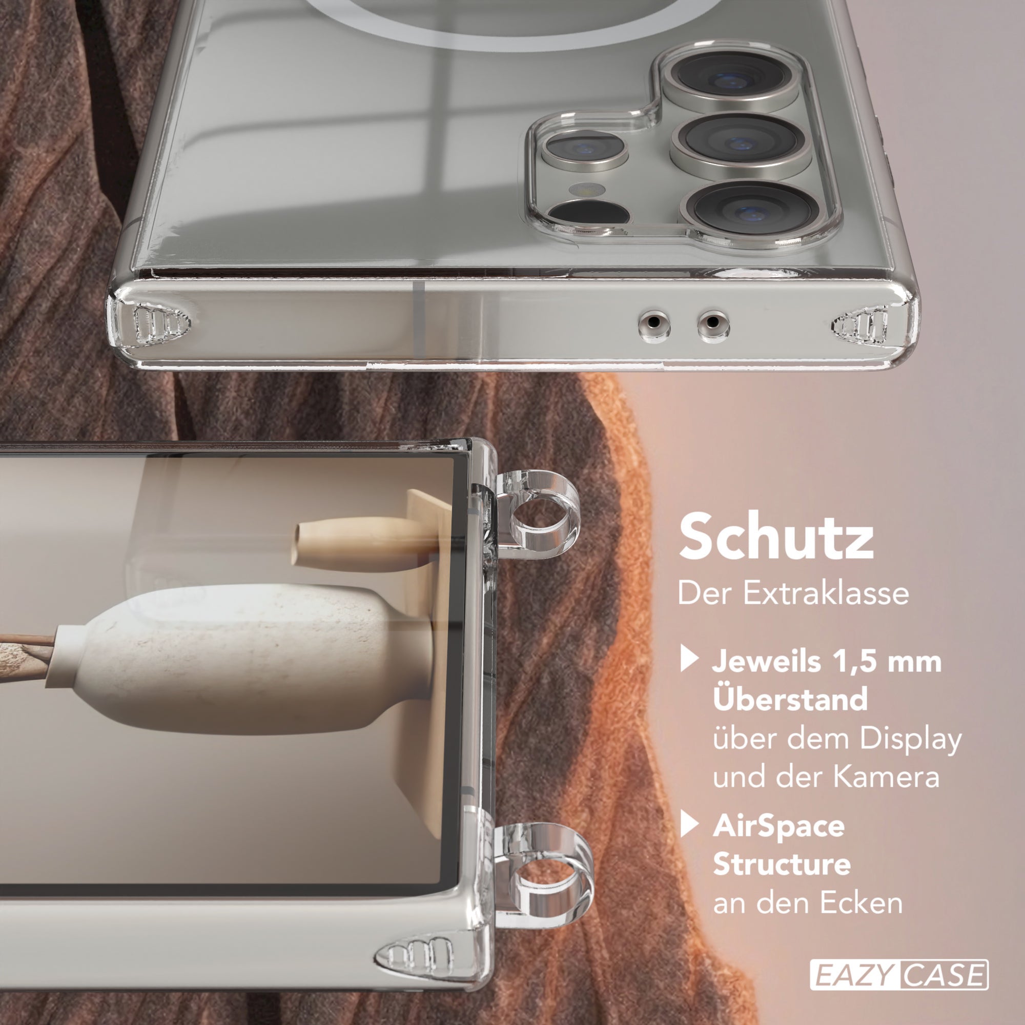 Galaxy S24 Ultra transparente Hülle + Kordel mit MagSafe