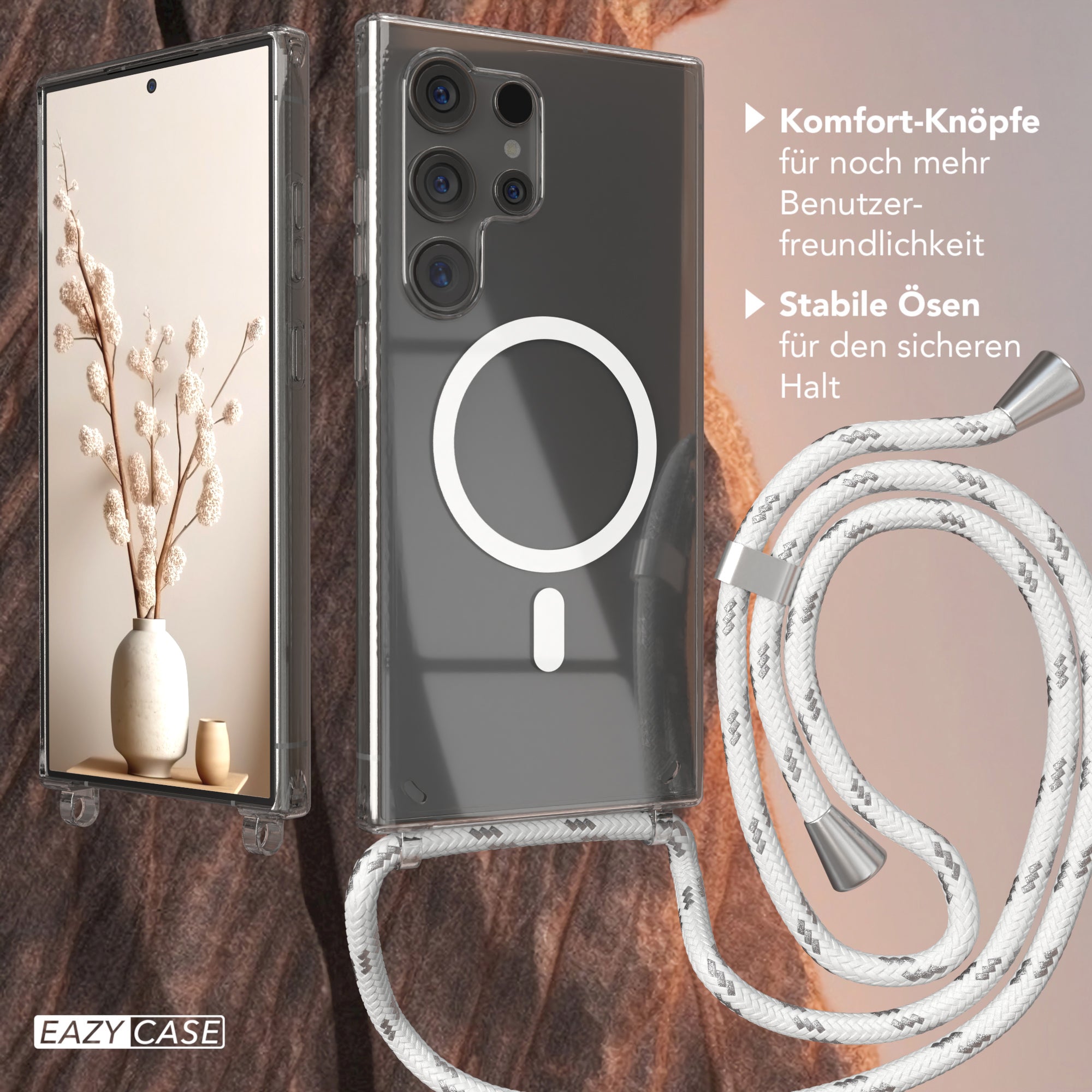 Galaxy S24 Ultra transparente Hülle + Kordel mit MagSafe