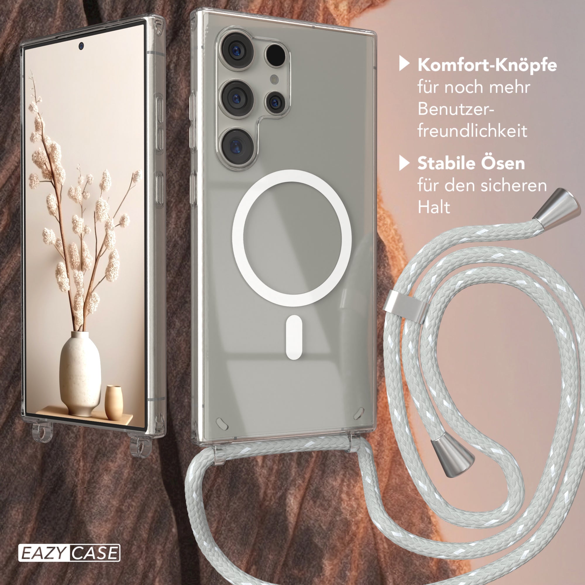Galaxy S24 Ultra transparente Hülle + Kordel mit MagSafe