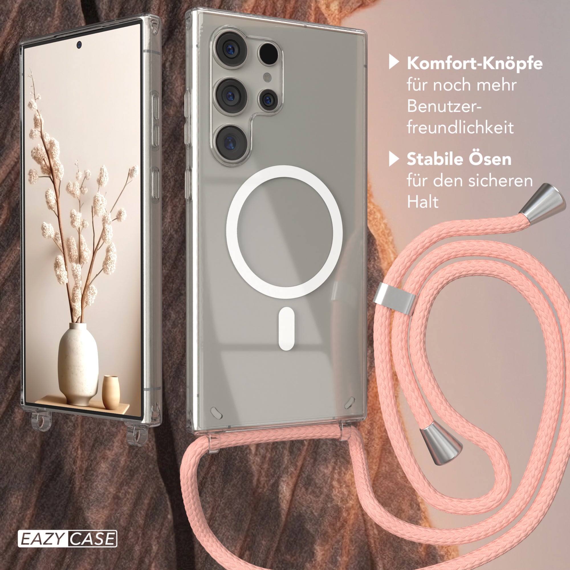 Galaxy S24 Ultra transparente Hülle + Kordel mit MagSafe