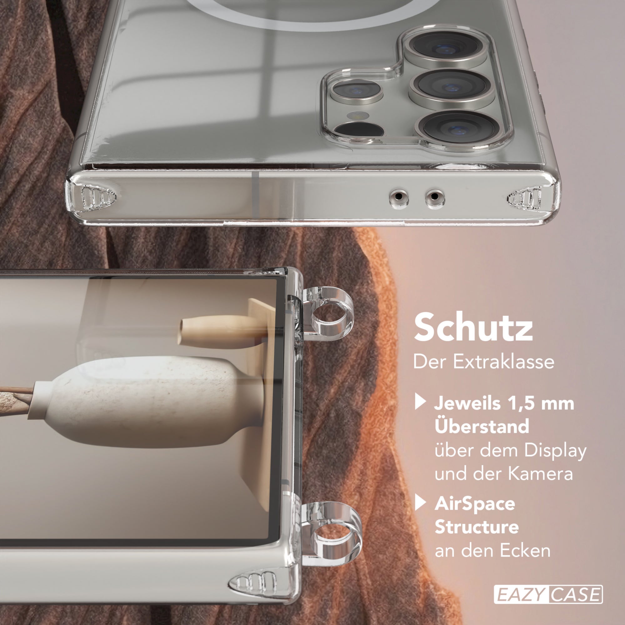 Galaxy S24 Ultra transparente Hülle + Kordel mit MagSafe