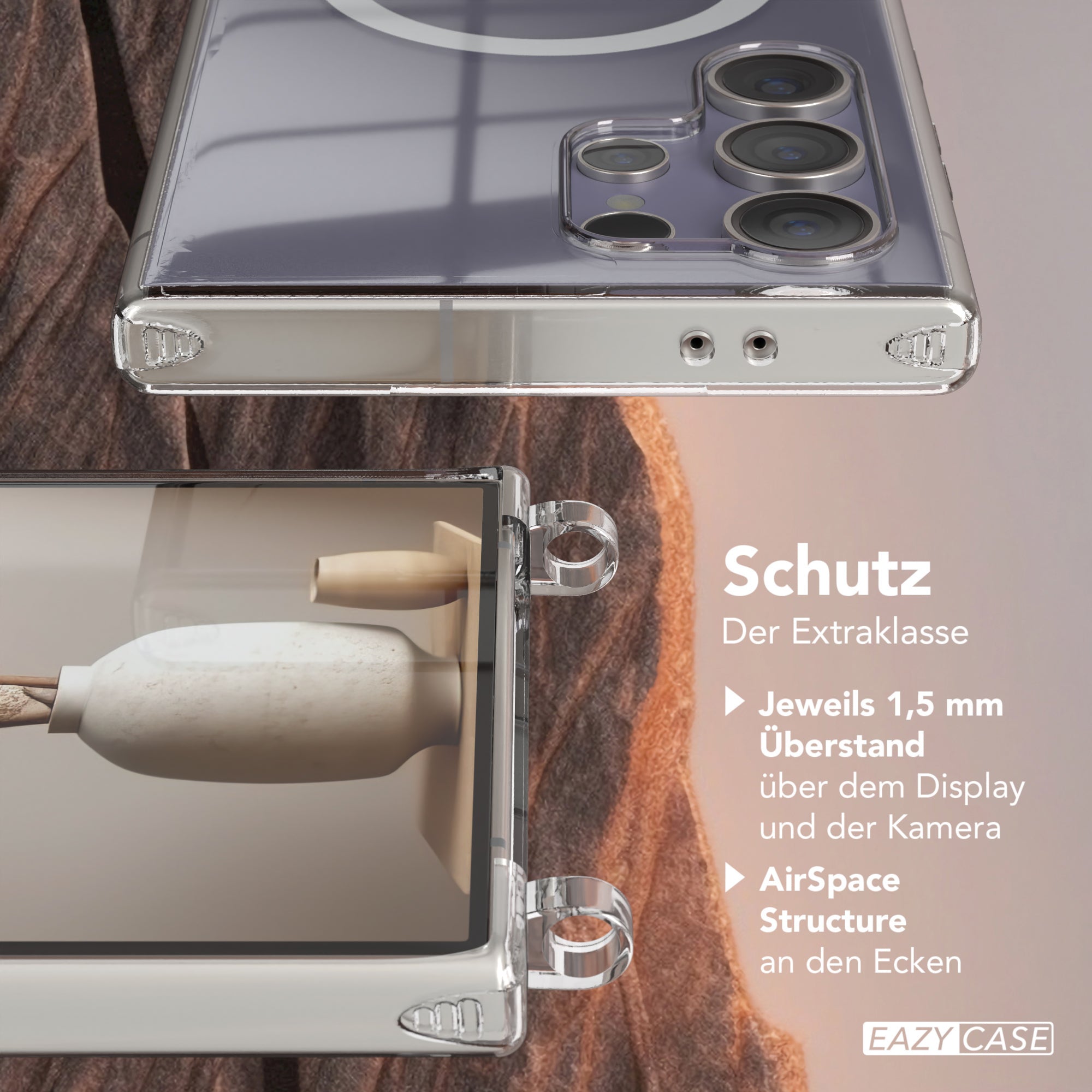 Galaxy S24 Ultra transparente Hülle + Kordel mit MagSafe