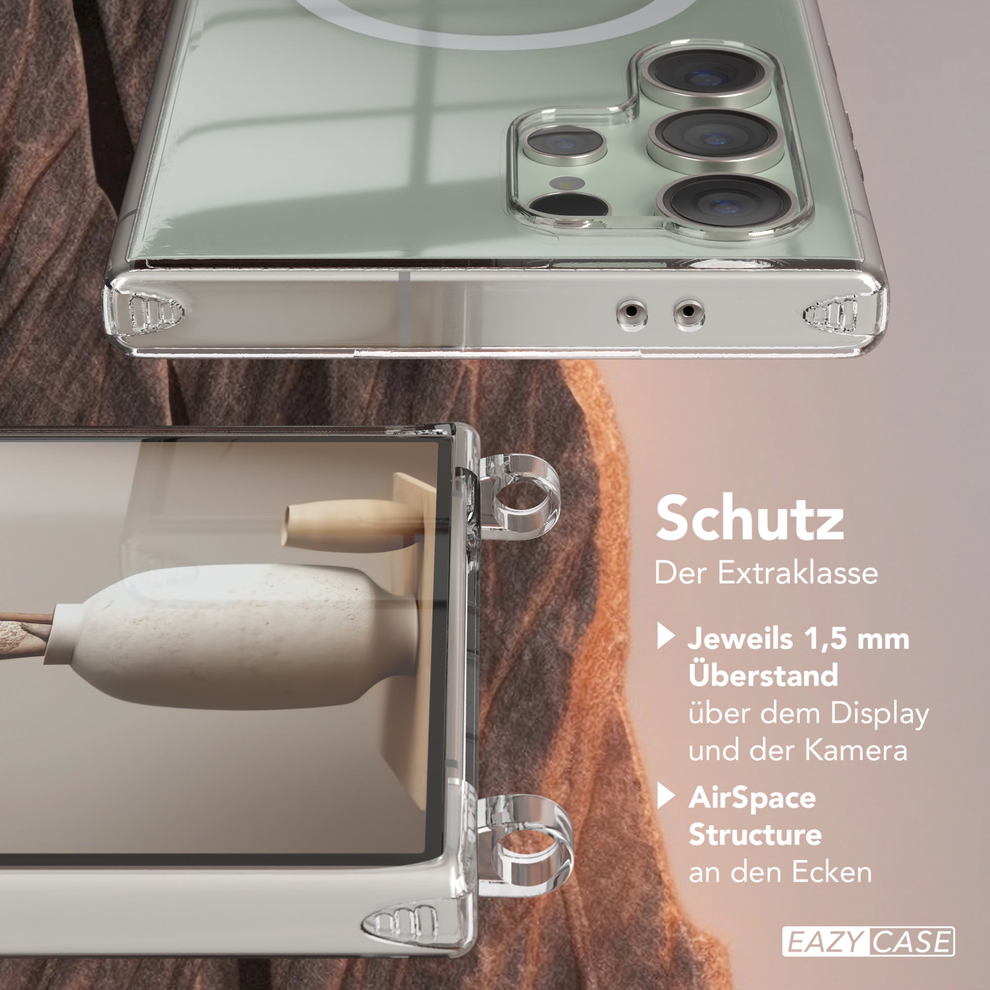 Galaxy S24 Ultra transparente Hülle + Kordel mit MagSafe