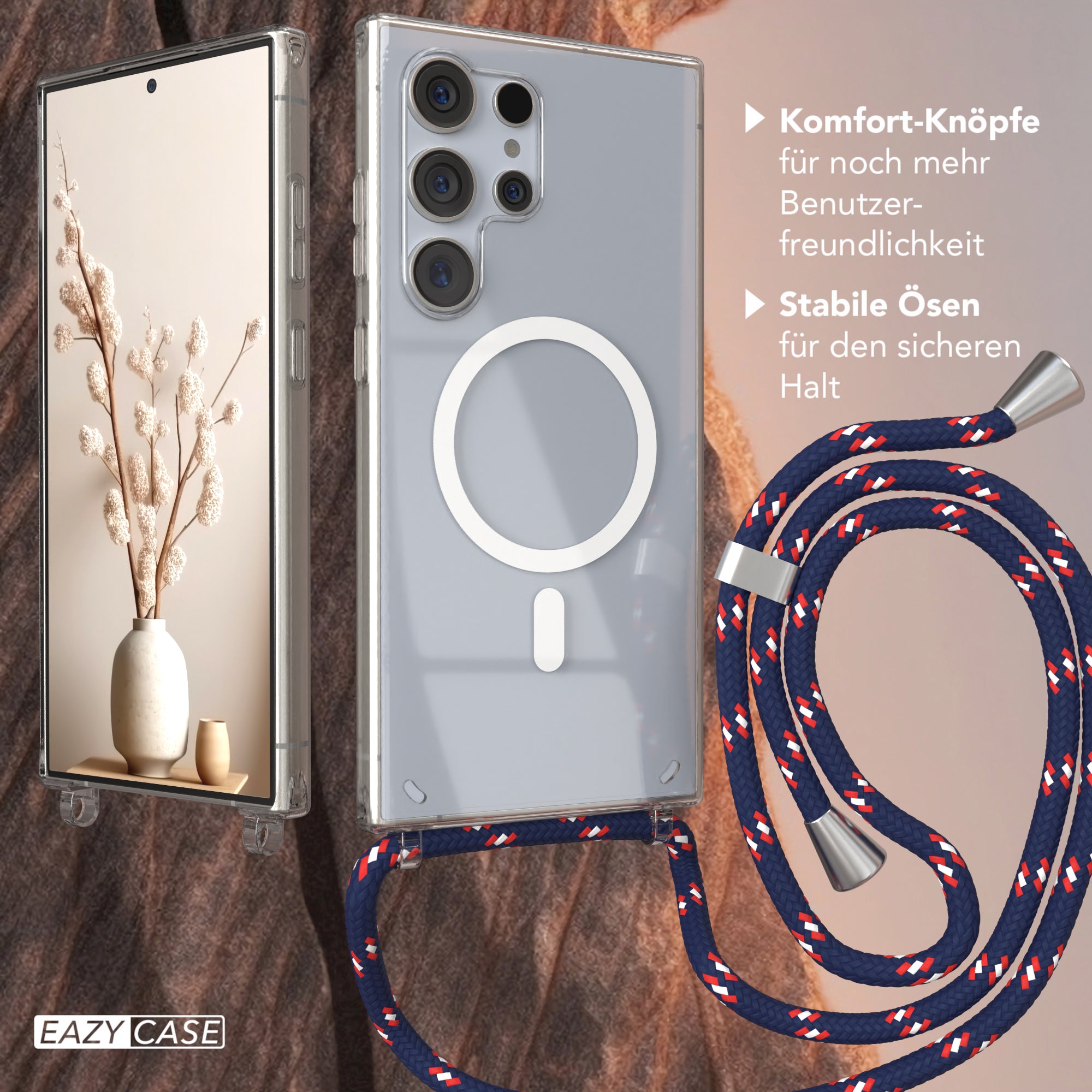 Galaxy S24 Ultra transparente Hülle + Kordel mit MagSafe