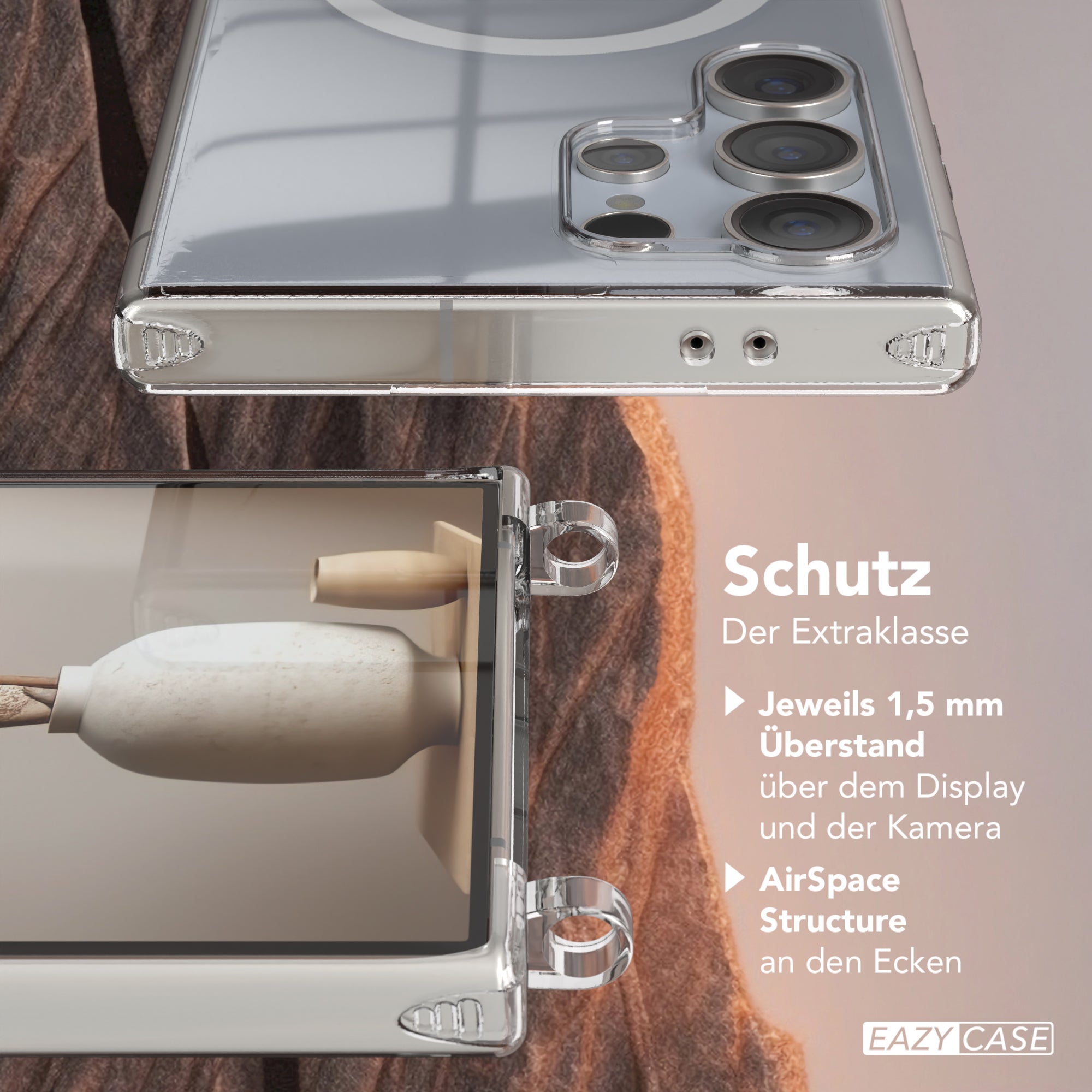 Galaxy S24 Ultra transparente Hülle + Kordel mit MagSafe