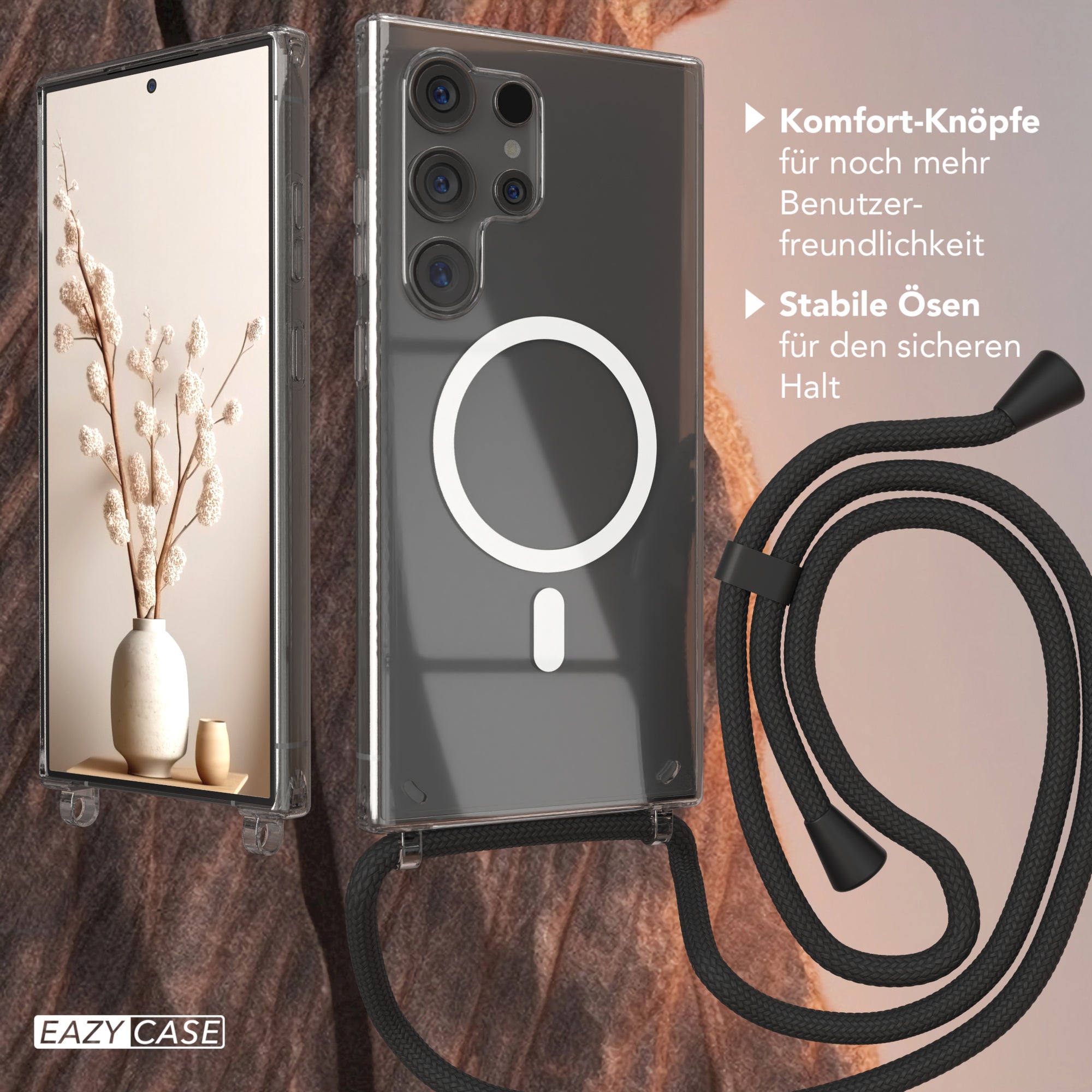 Galaxy S24 Ultra transparente Hülle + Kordel mit MagSafe