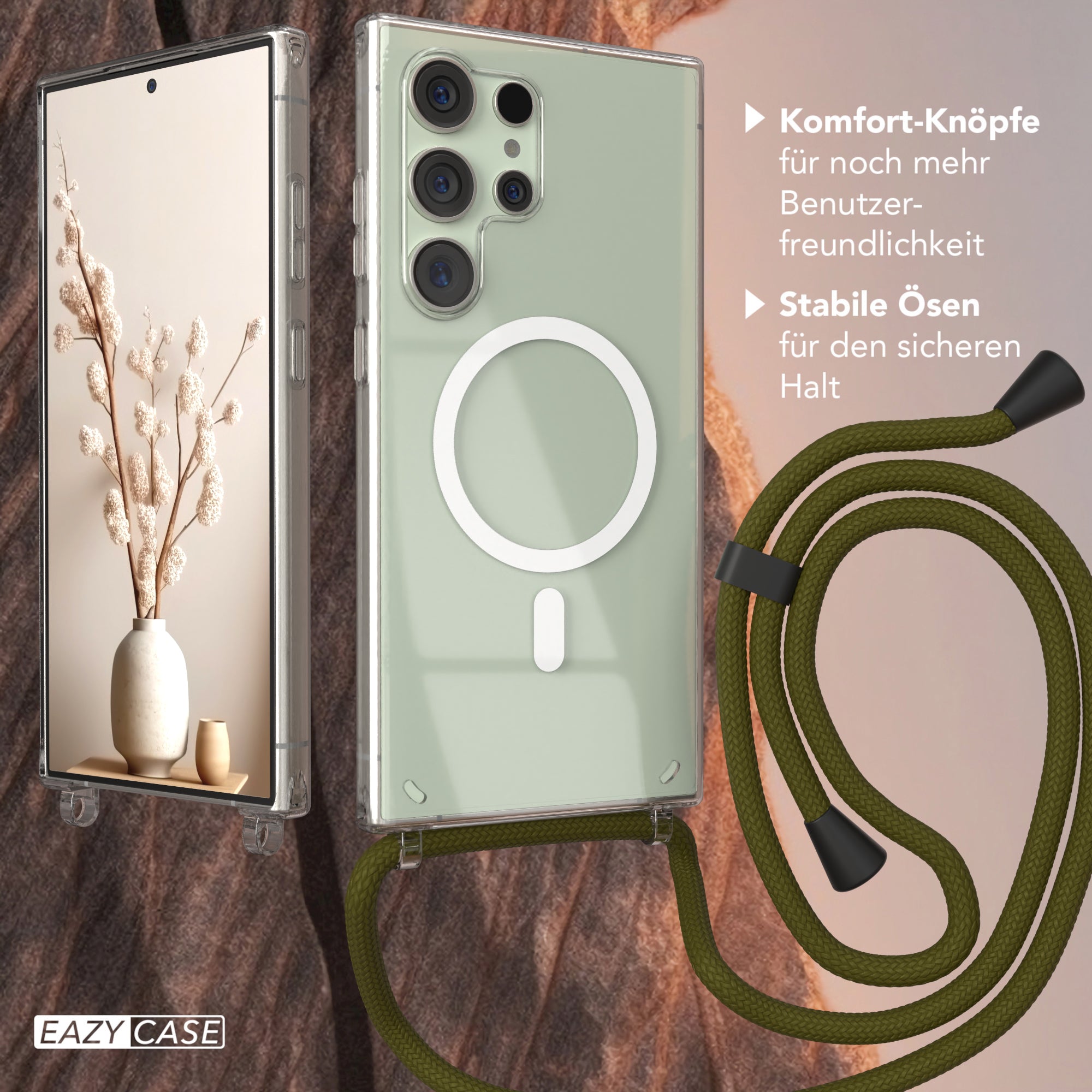 Galaxy S24 Ultra transparente Hülle + Kordel mit MagSafe