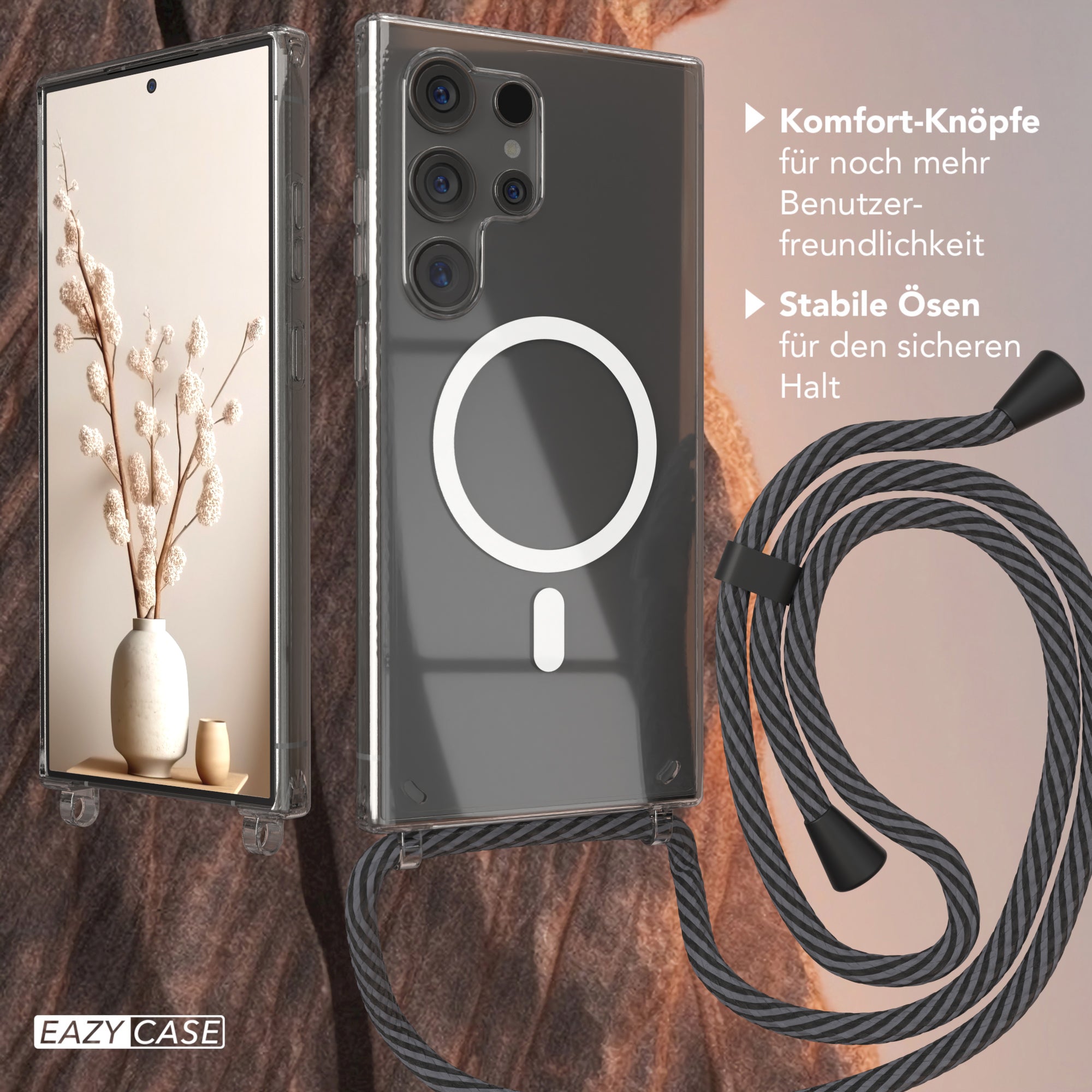 Galaxy S24 Ultra transparente Hülle + Kordel mit MagSafe