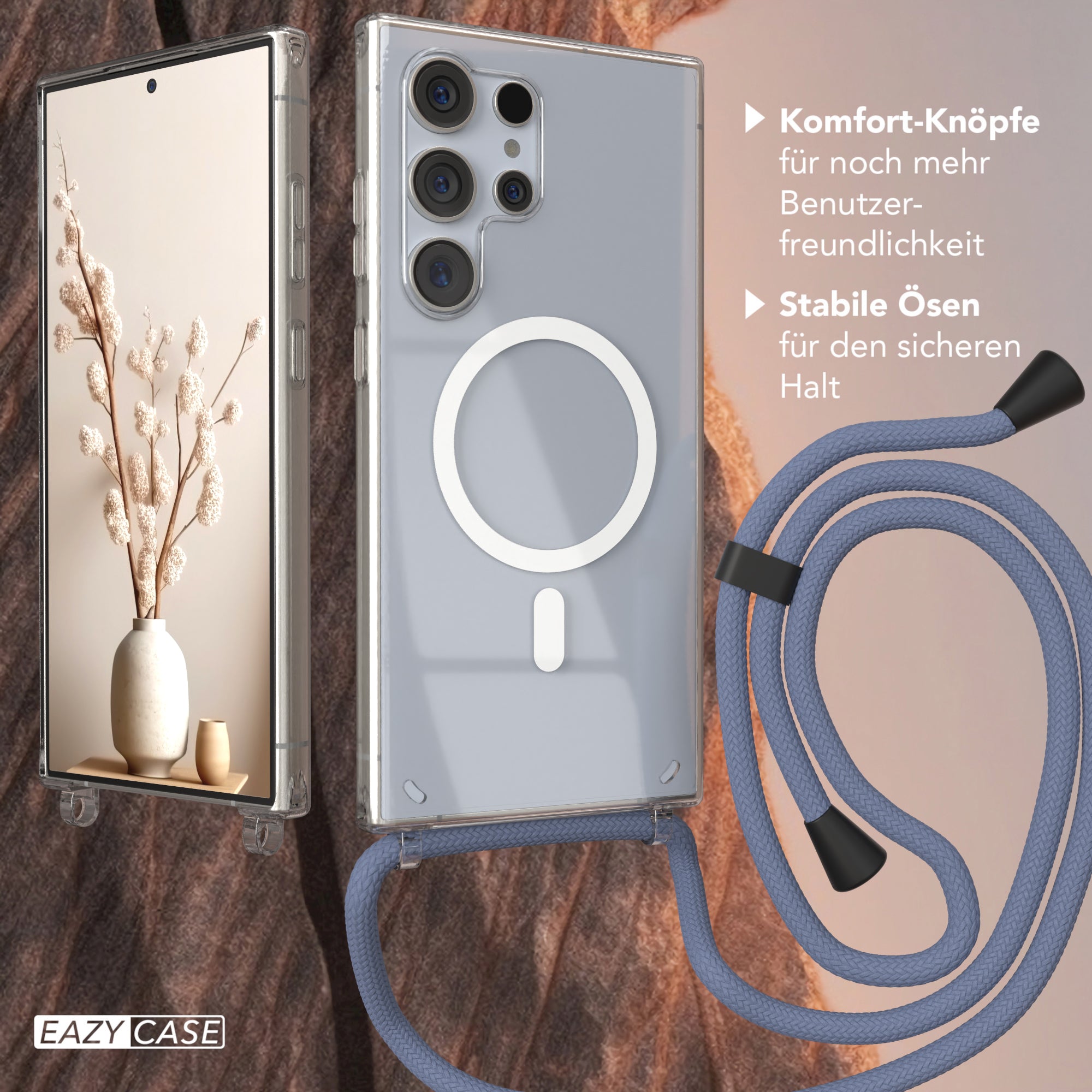 Galaxy S24 Ultra transparente Hülle + Kordel mit MagSafe