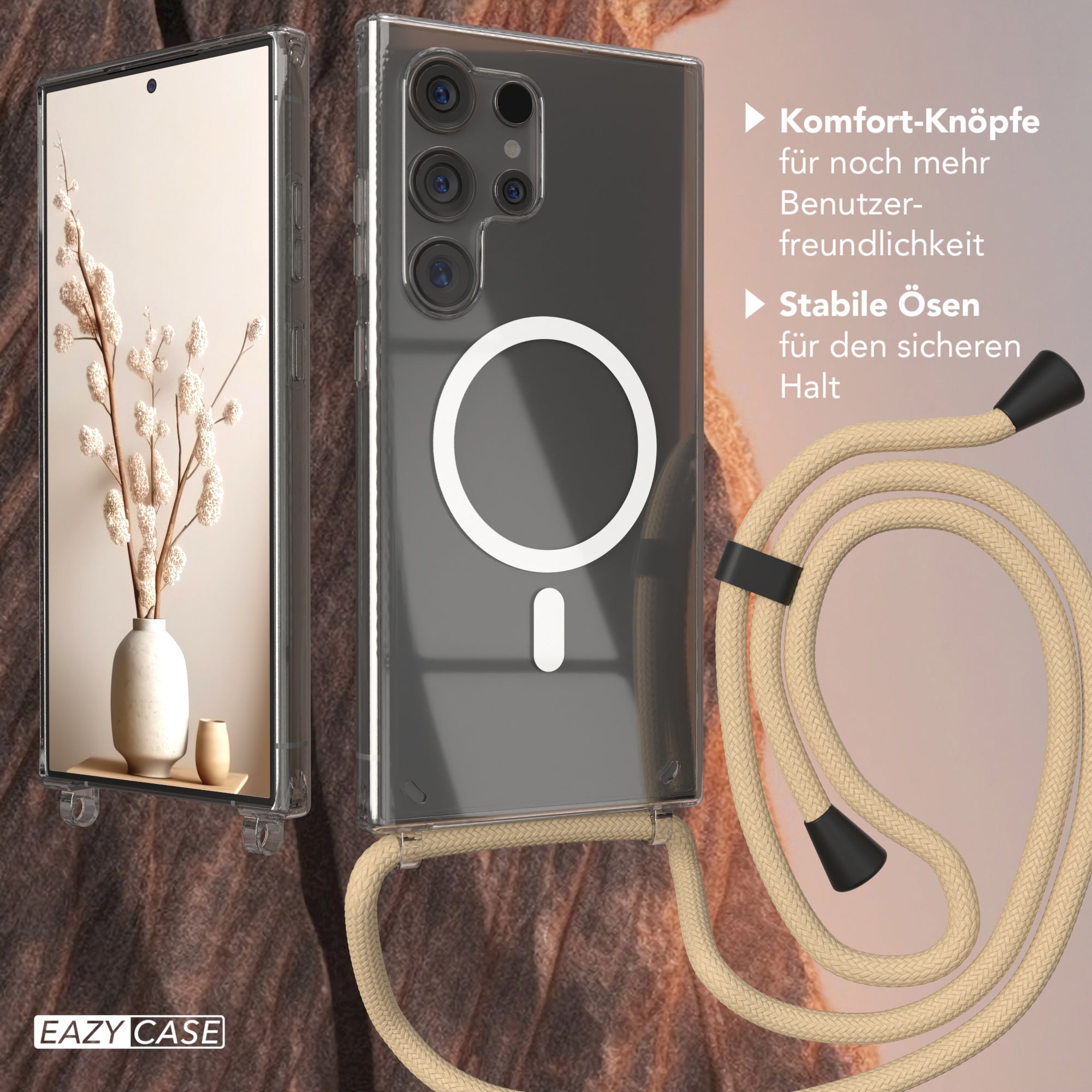 Galaxy S24 Ultra transparente Hülle + Kordel mit MagSafe