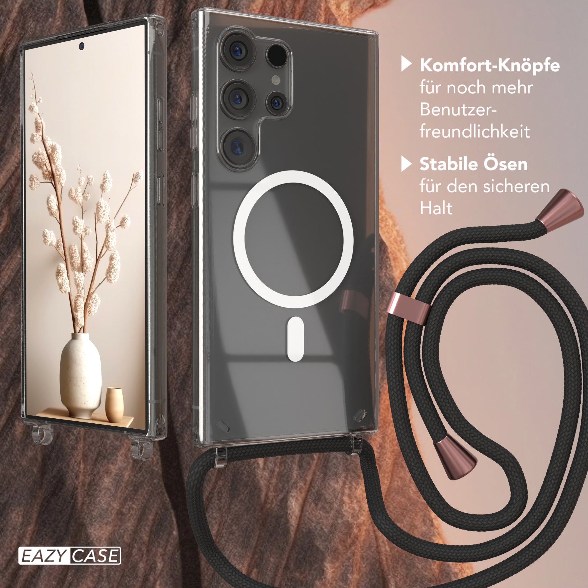 Galaxy S24 Ultra transparente Hülle + Kordel mit MagSafe
