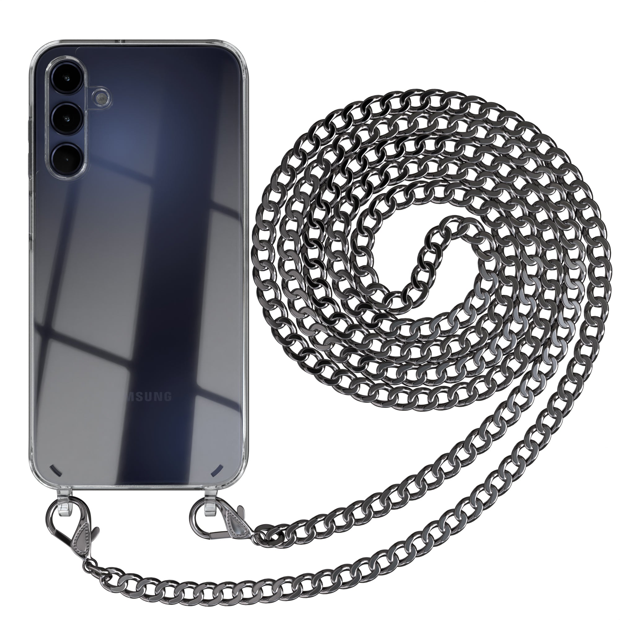 Galaxy A15 Hülle mit Metallkette + Schwarze Kordel