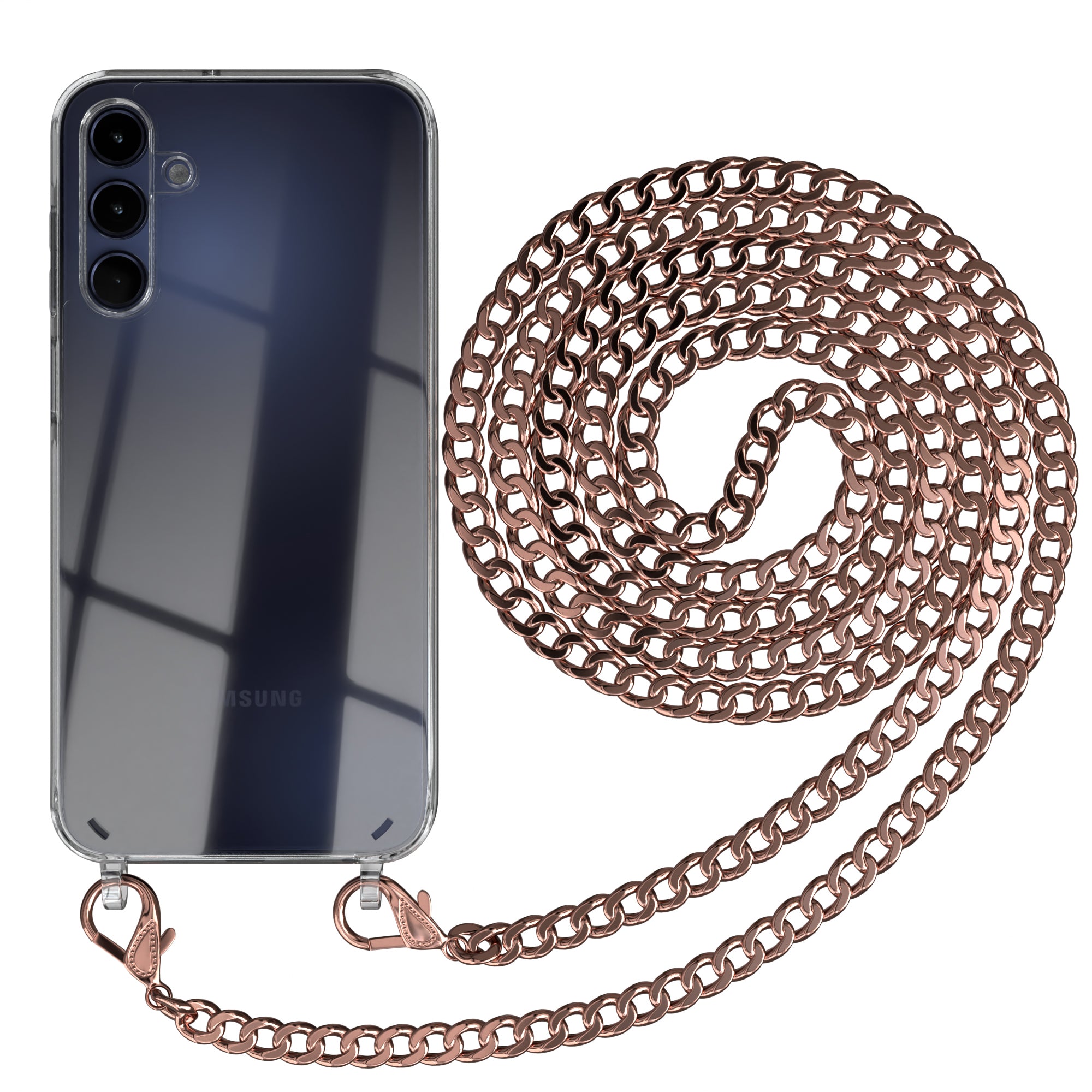 Galaxy A15 Hülle mit Metallkette + Schwarze Kordel