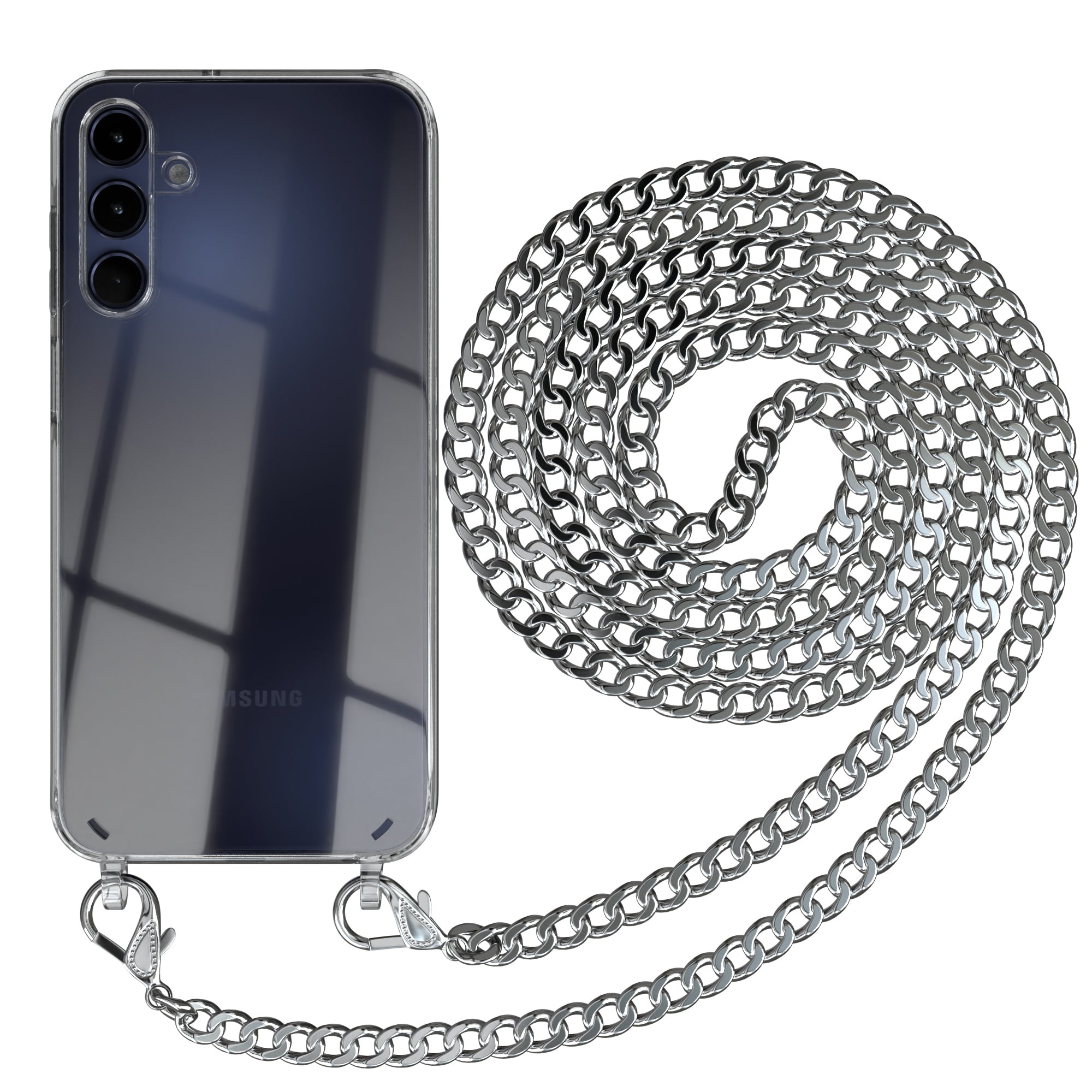 Galaxy A15 Hülle mit Metallkette + Schwarze Kordel