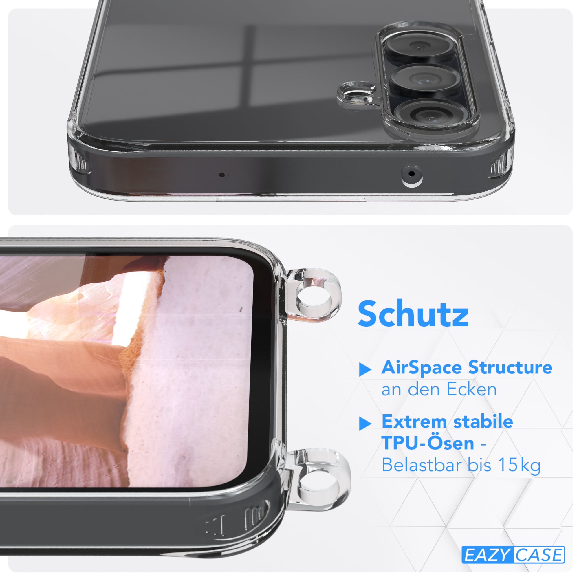 Galaxy A35 Hülle + Kordel mit Karabinern