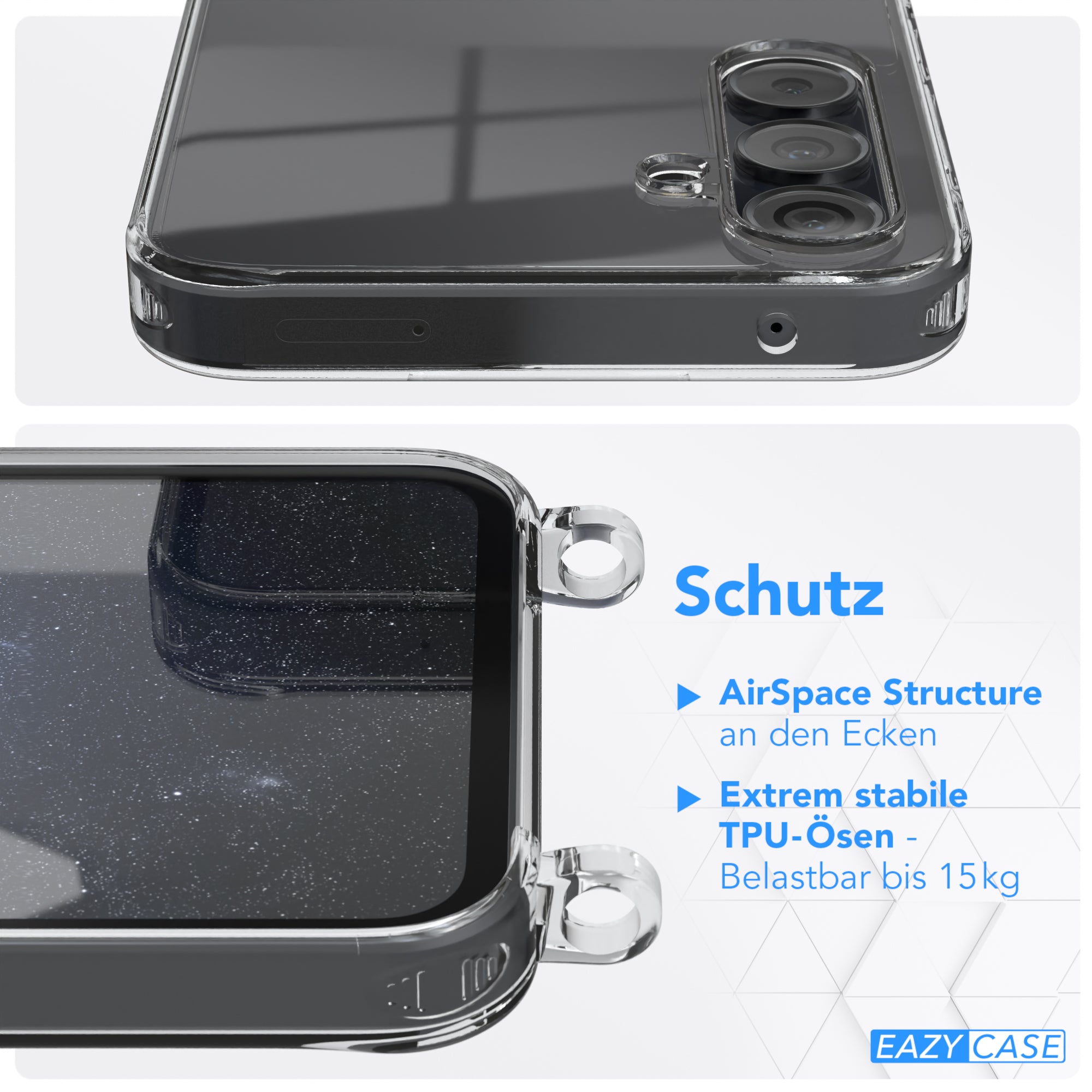 Galaxy A35 Hülle + Kordel mit Karabinern