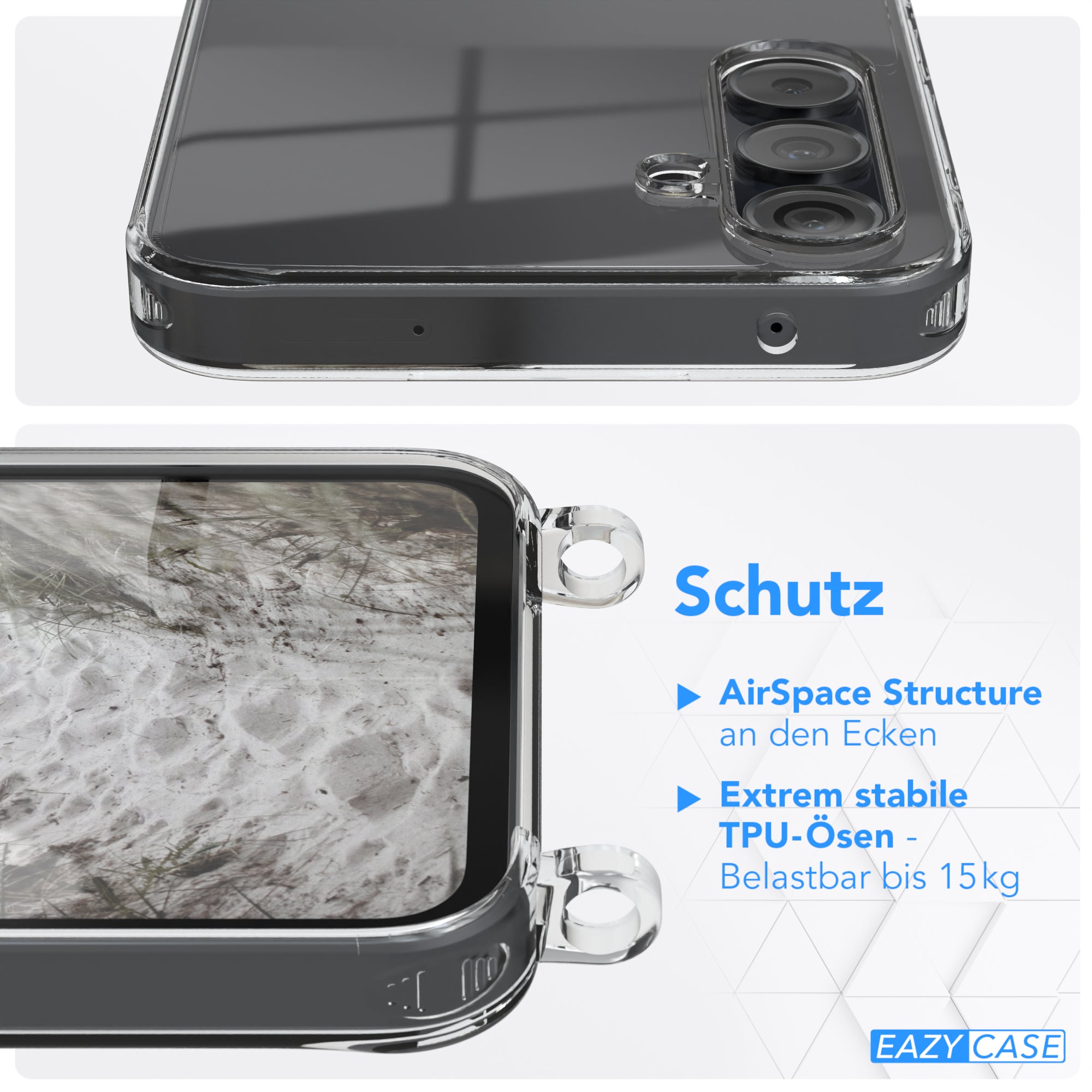 Galaxy A35 Hülle + Kordel mit Karabinern