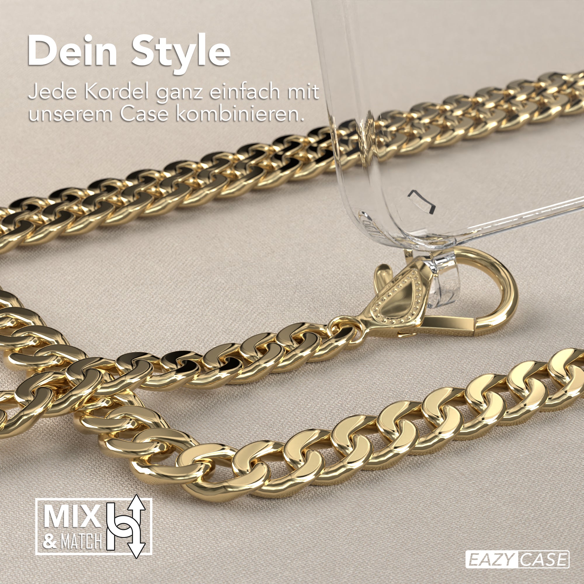 Galaxy A55 Hülle mit Metallkette + Schwarze Kordel