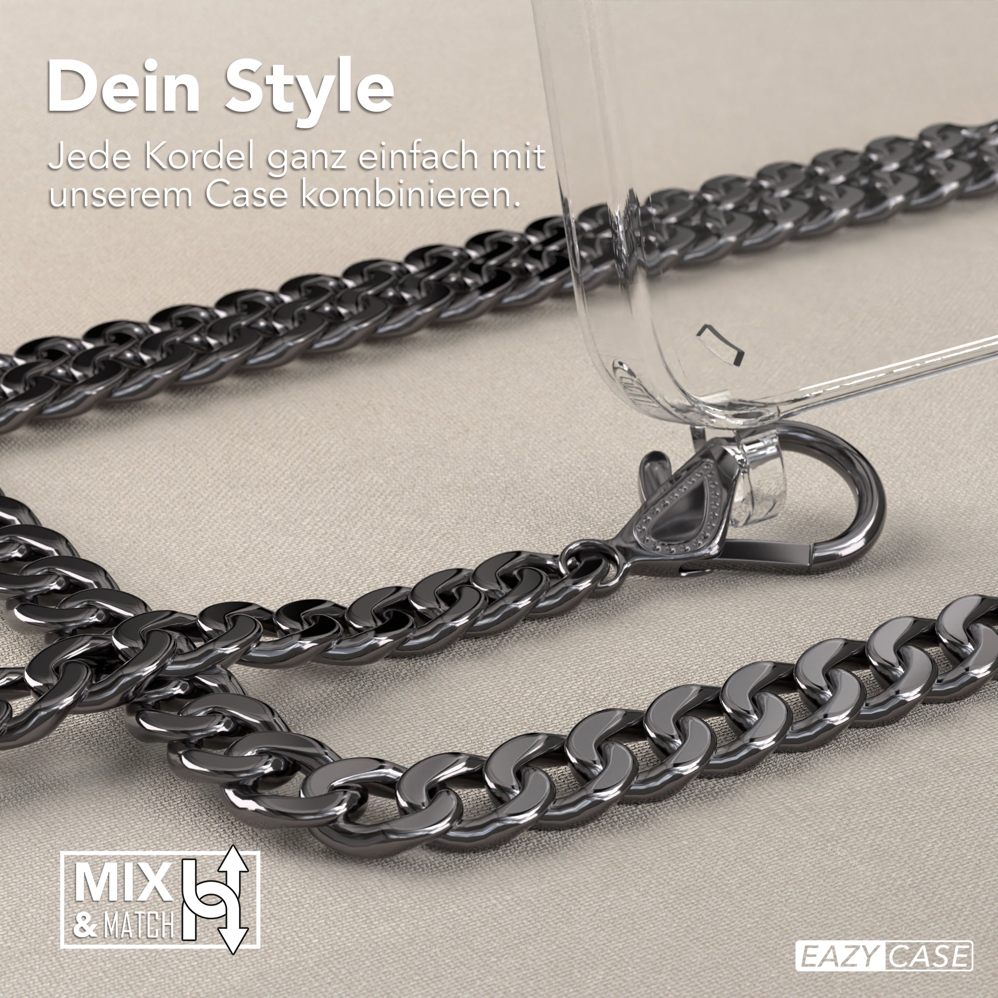 Galaxy A55 Hülle mit Metallkette + Schwarze Kordel