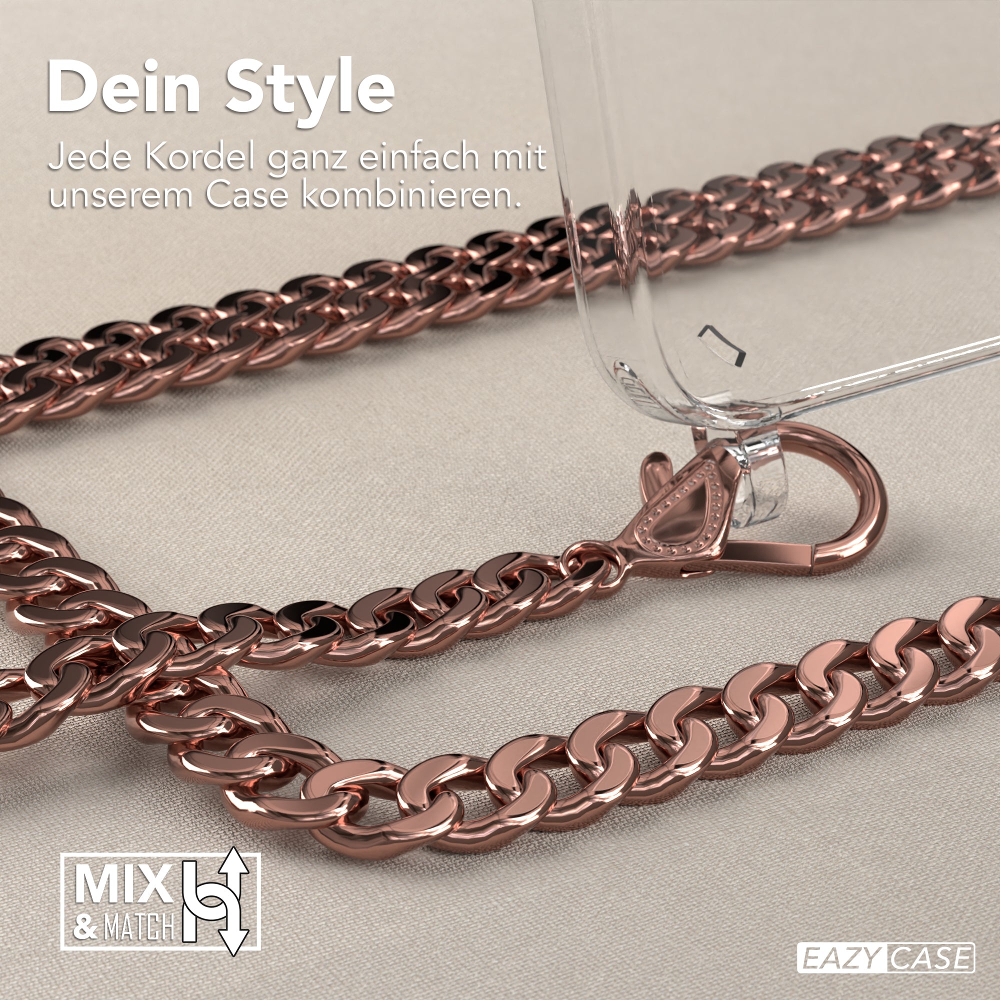 Galaxy A55 Hülle mit Metallkette + Schwarze Kordel