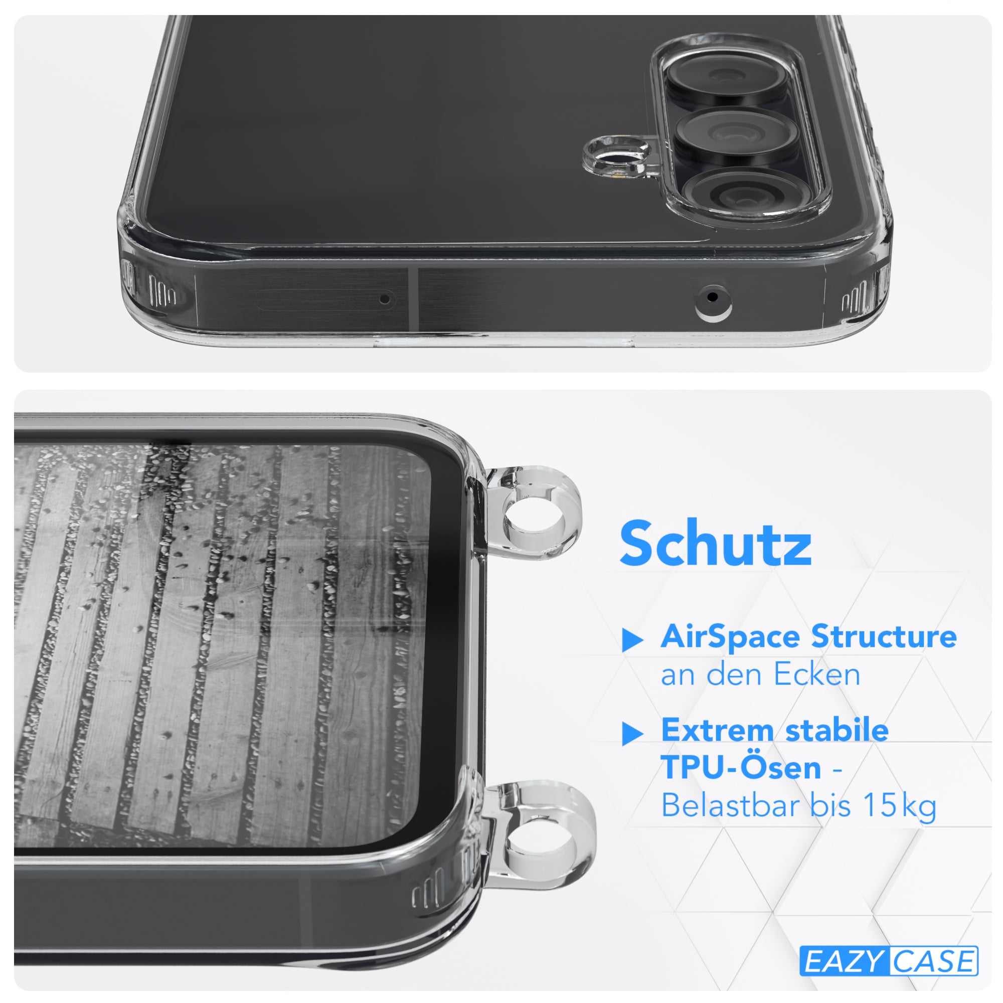 Galaxy A55 Hülle mit Metallkette + Schwarze Kordel