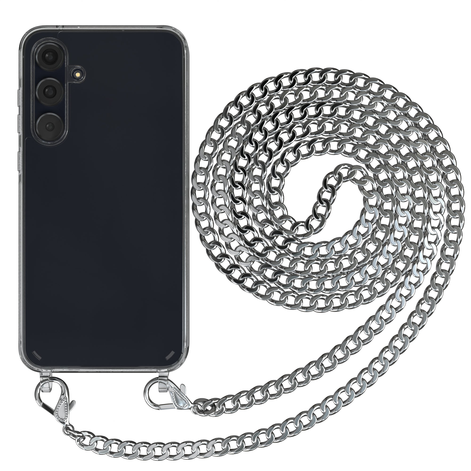 Galaxy A55 Hülle mit Metallkette + Schwarze Kordel