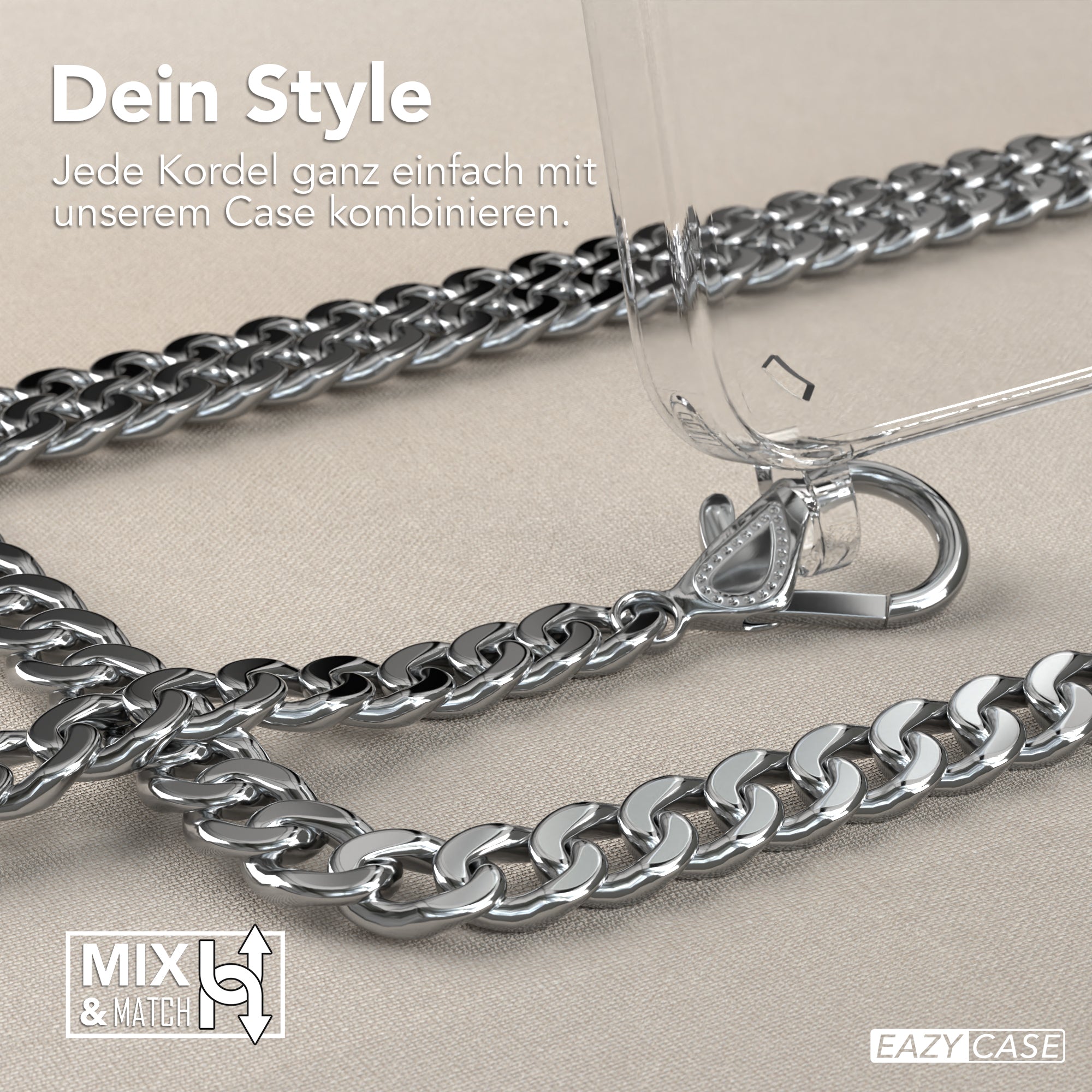 Galaxy A55 Hülle mit Metallkette + Schwarze Kordel