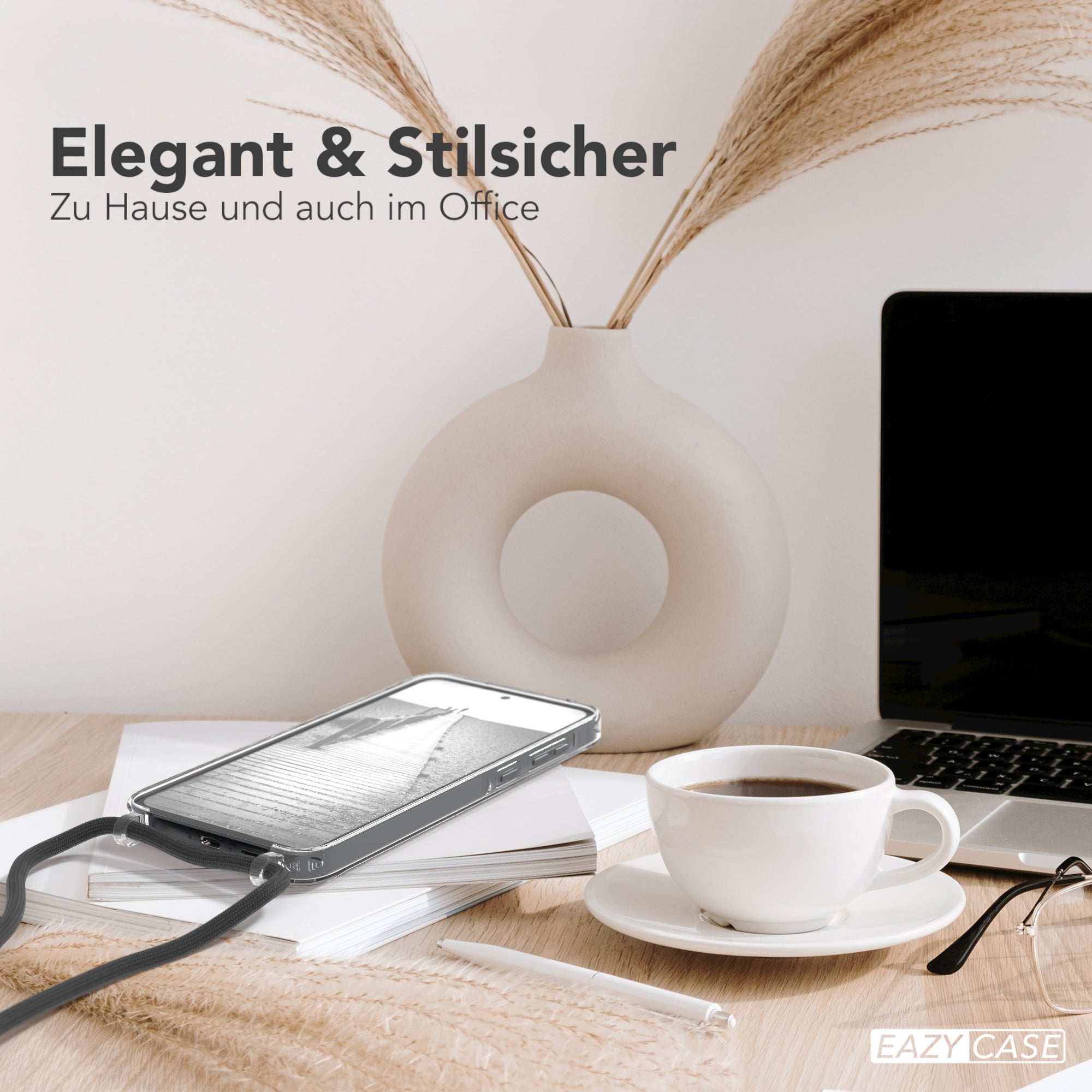 Galaxy A55 Hülle mit Metallkette + Schwarze Kordel