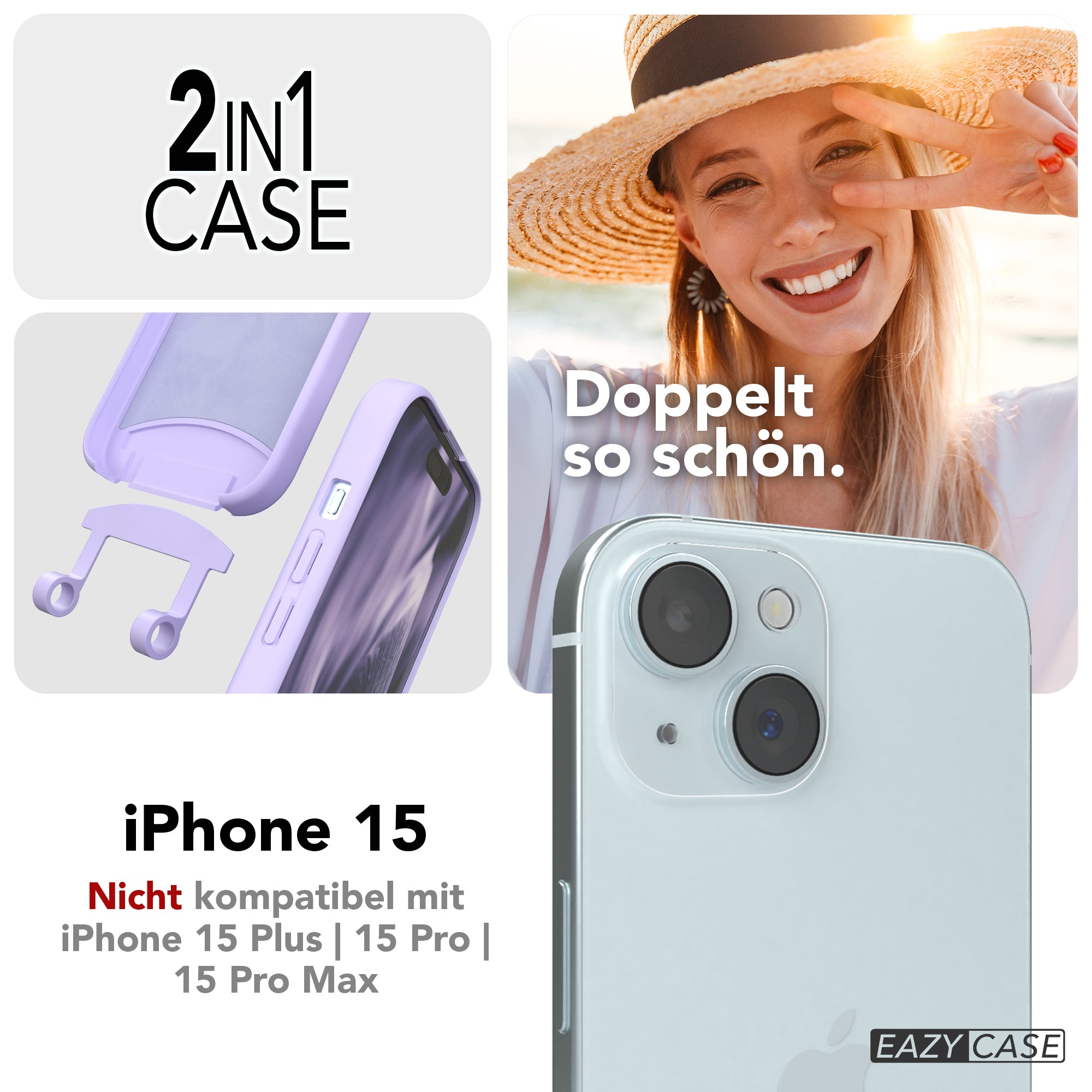 iPhone 15 2in1 Hülle mit Kordel