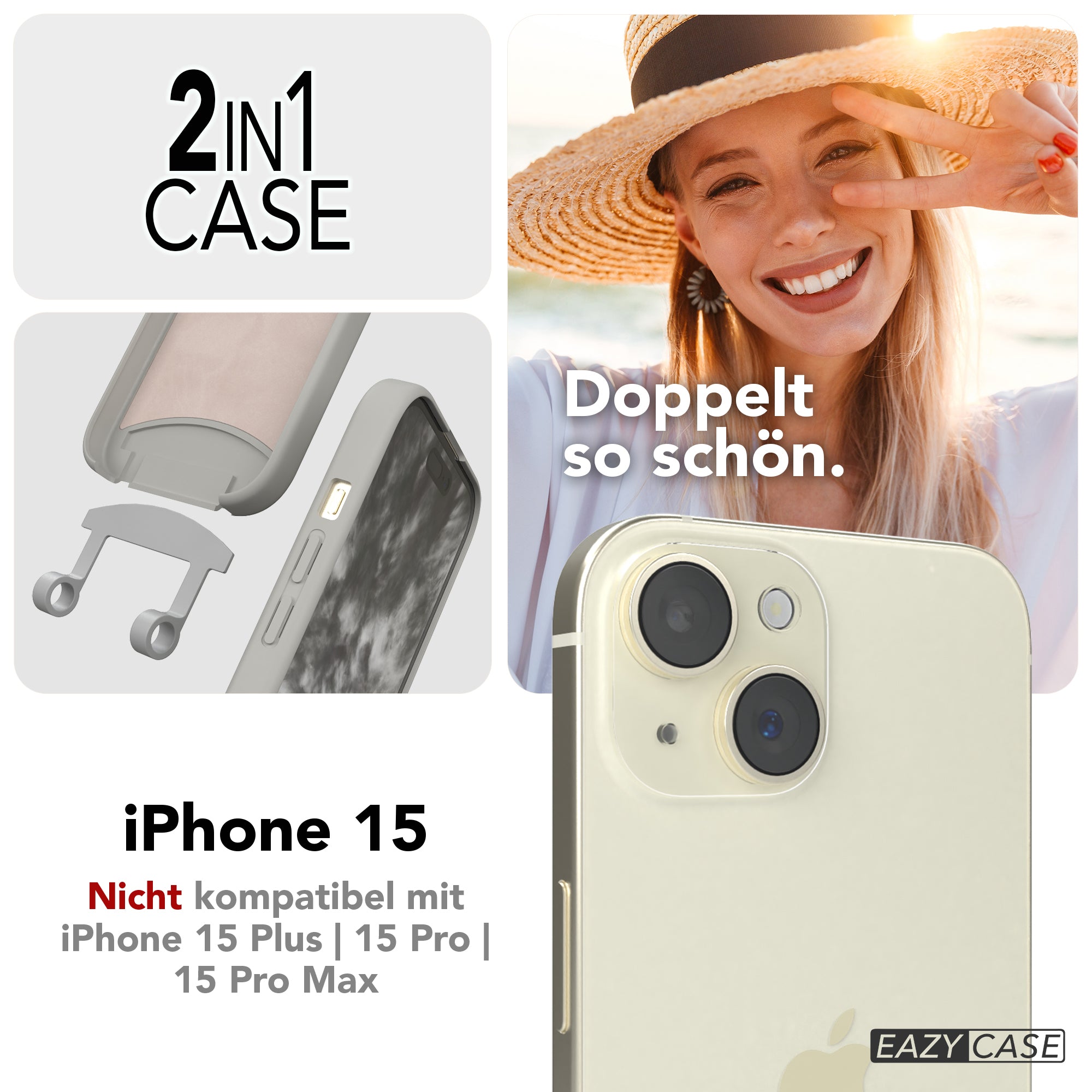 iPhone 15 2in1 Hülle mit Kordel