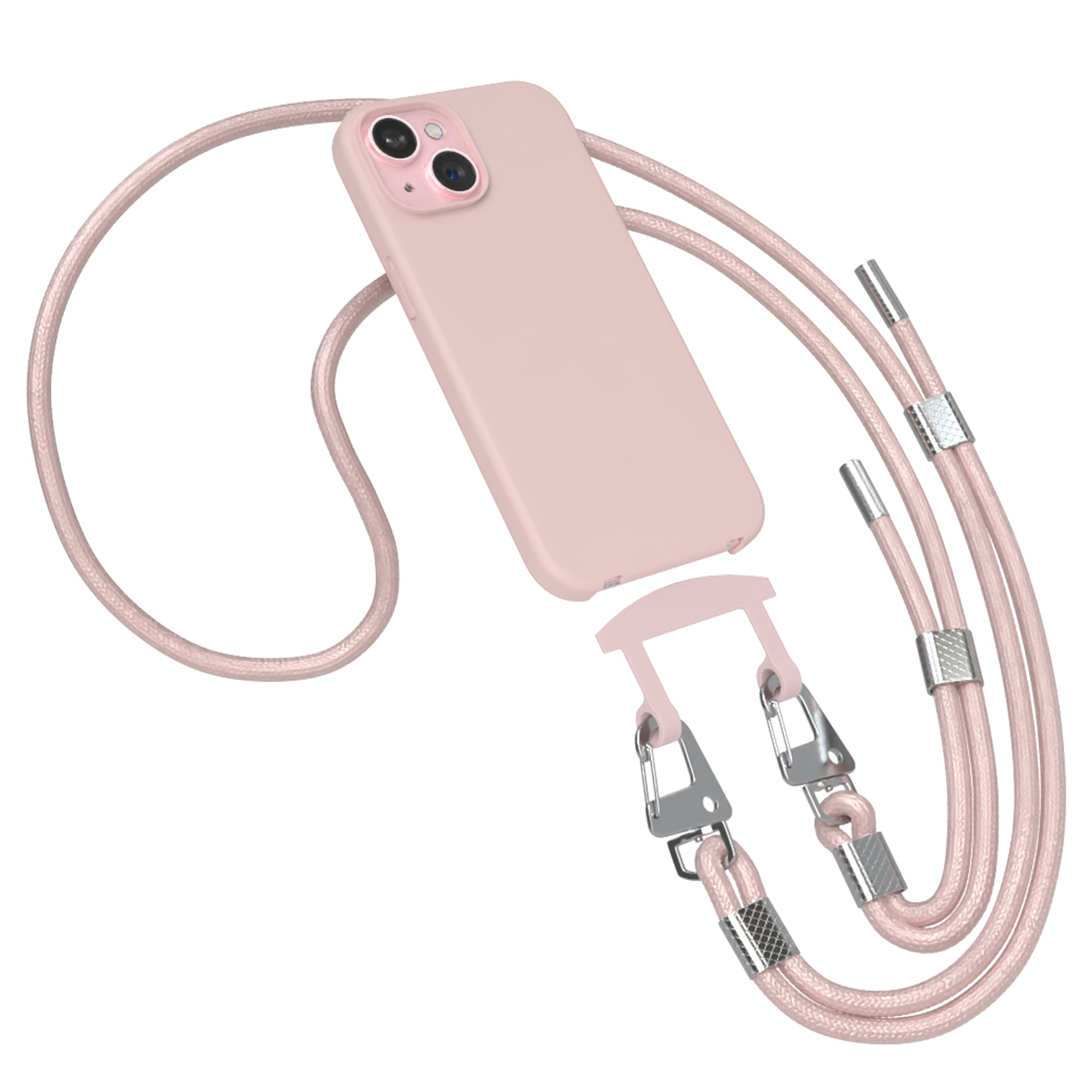 iPhone 15 2in1 Hülle + Kordel mit Karabinern