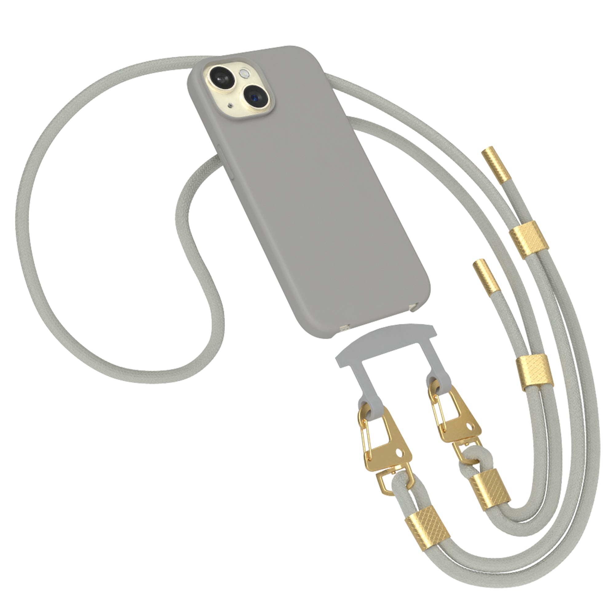 iPhone 15 2in1 Hülle + Kordel mit Karabinern