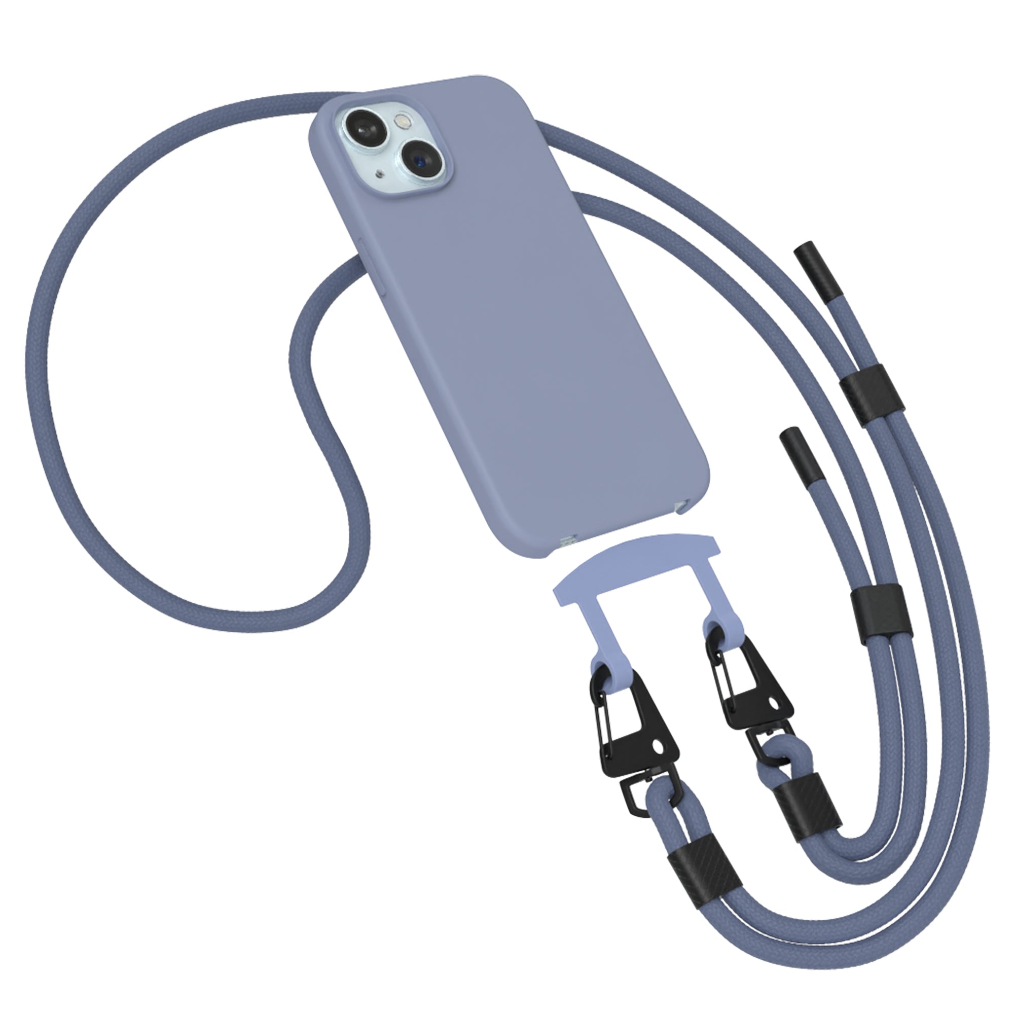 iPhone 15 2in1 Hülle + Kordel mit Karabinern