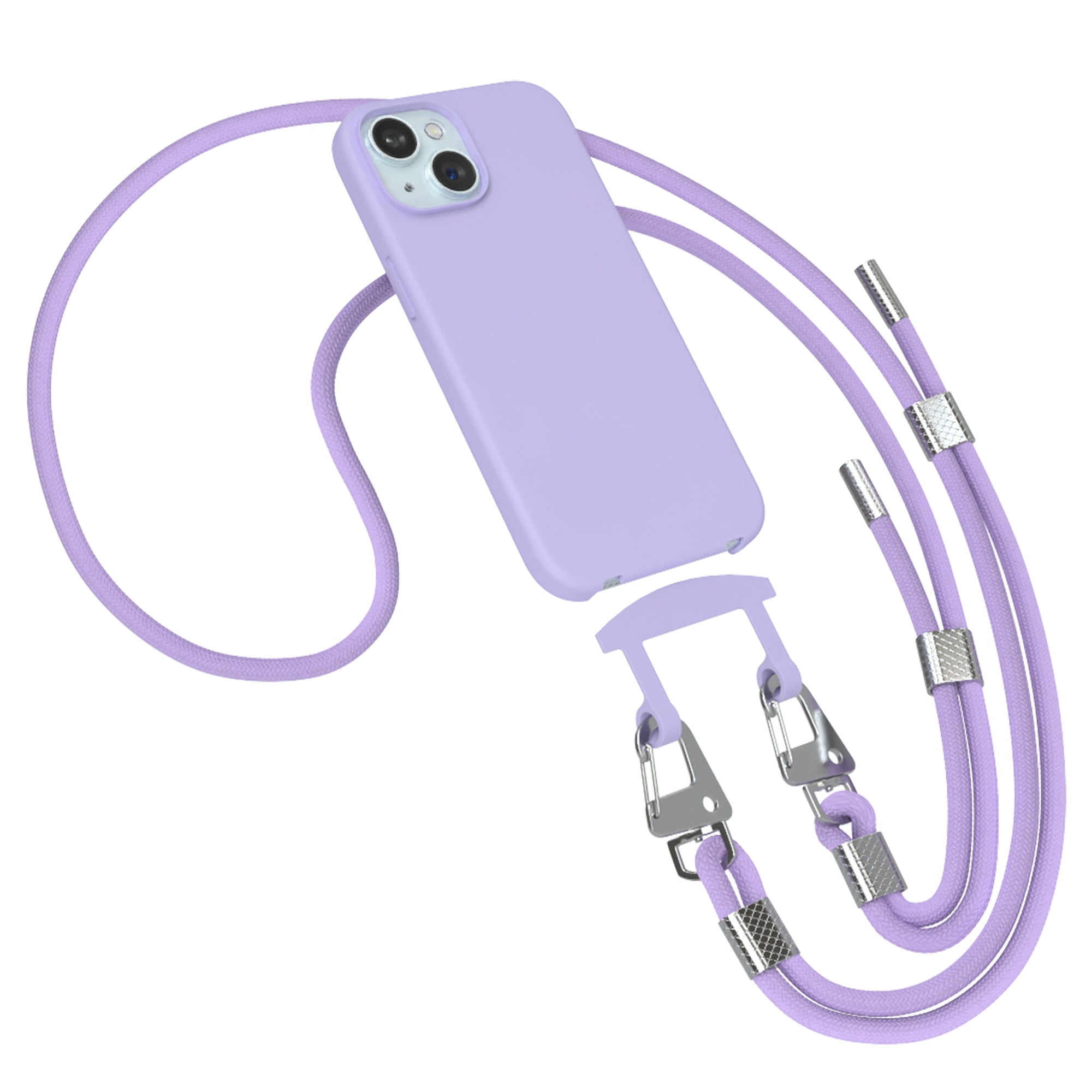 iPhone 15 2in1 Hülle + Kordel mit Karabinern