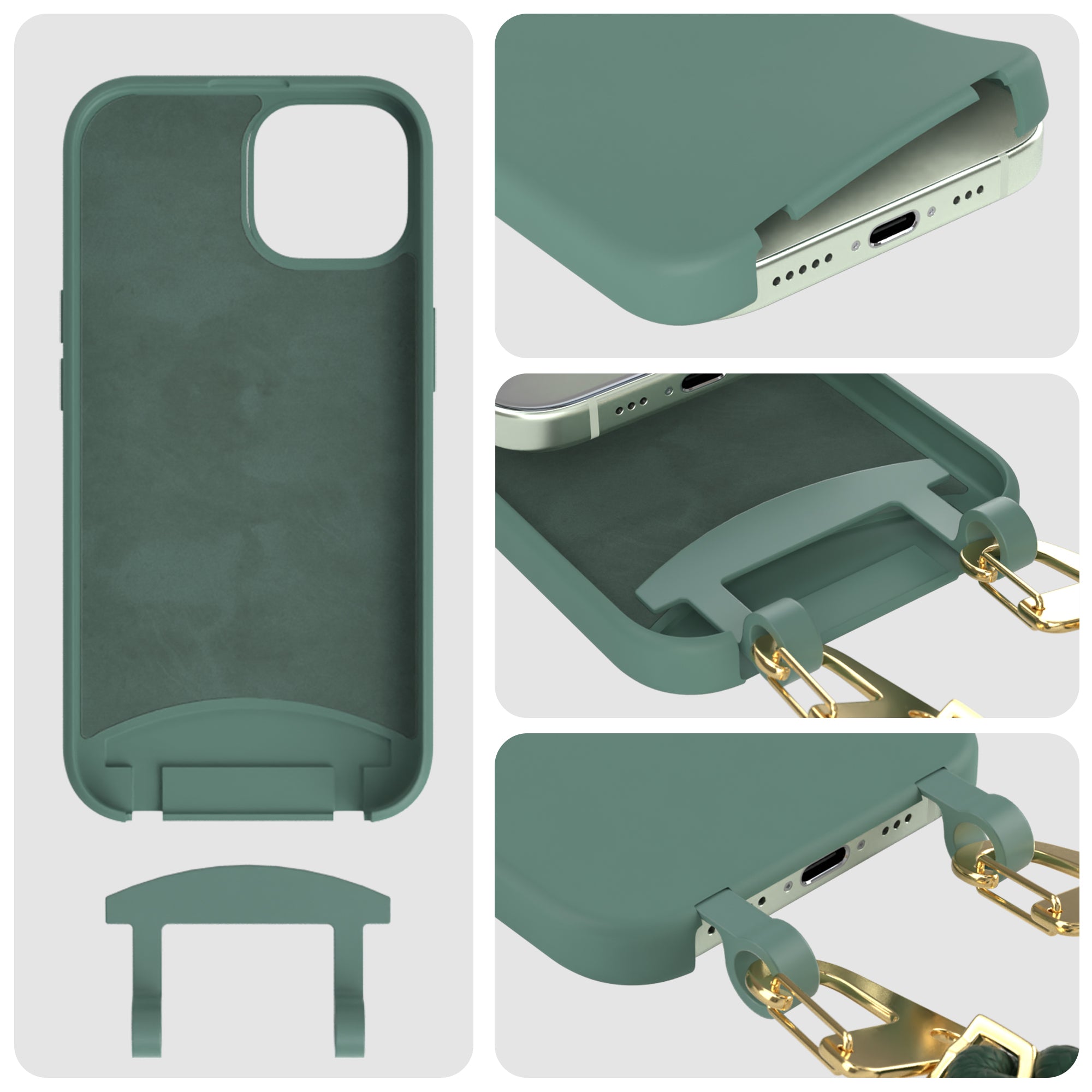 iPhone 15 2in1 Hülle + Kordel mit Karabinern