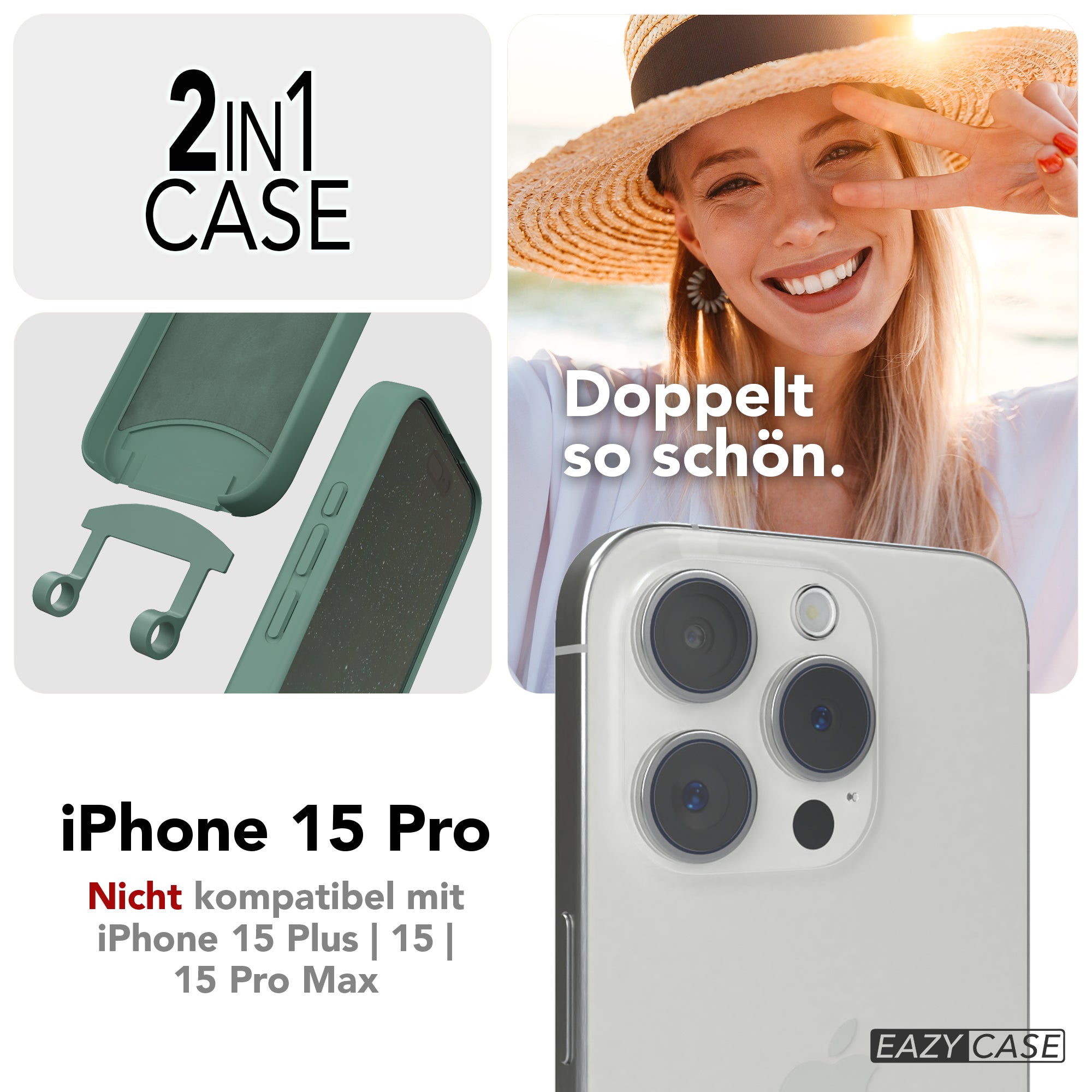 iPhone 15 Pro 2in1 Hülle mit Kordel