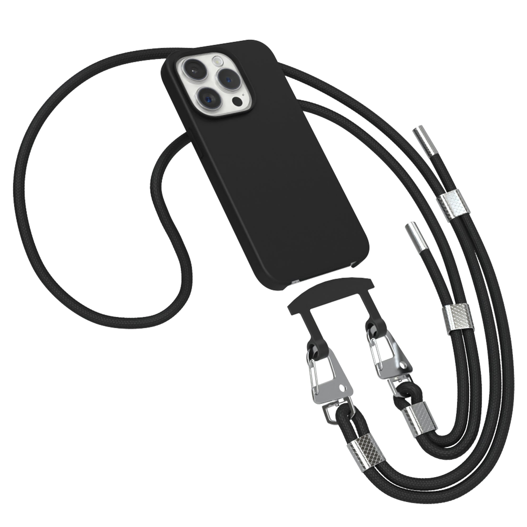 iPhone 15 Pro 2in1 Hülle + Kordel mit Karabinern