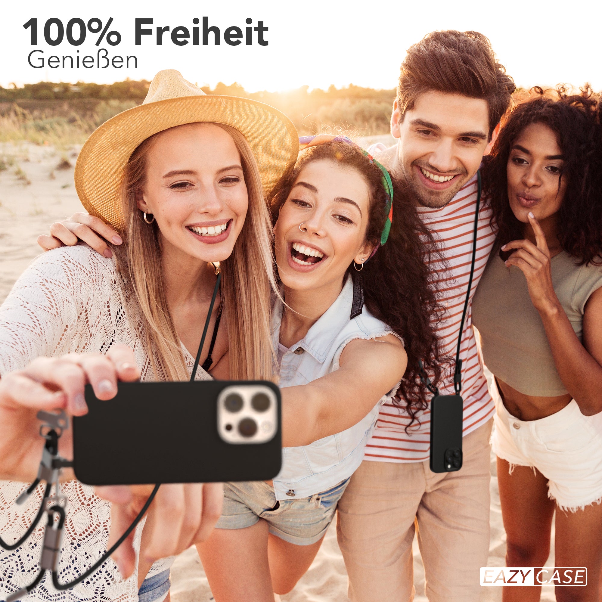 iPhone 15 Pro 2in1 Hülle + Kordel mit Karabinern