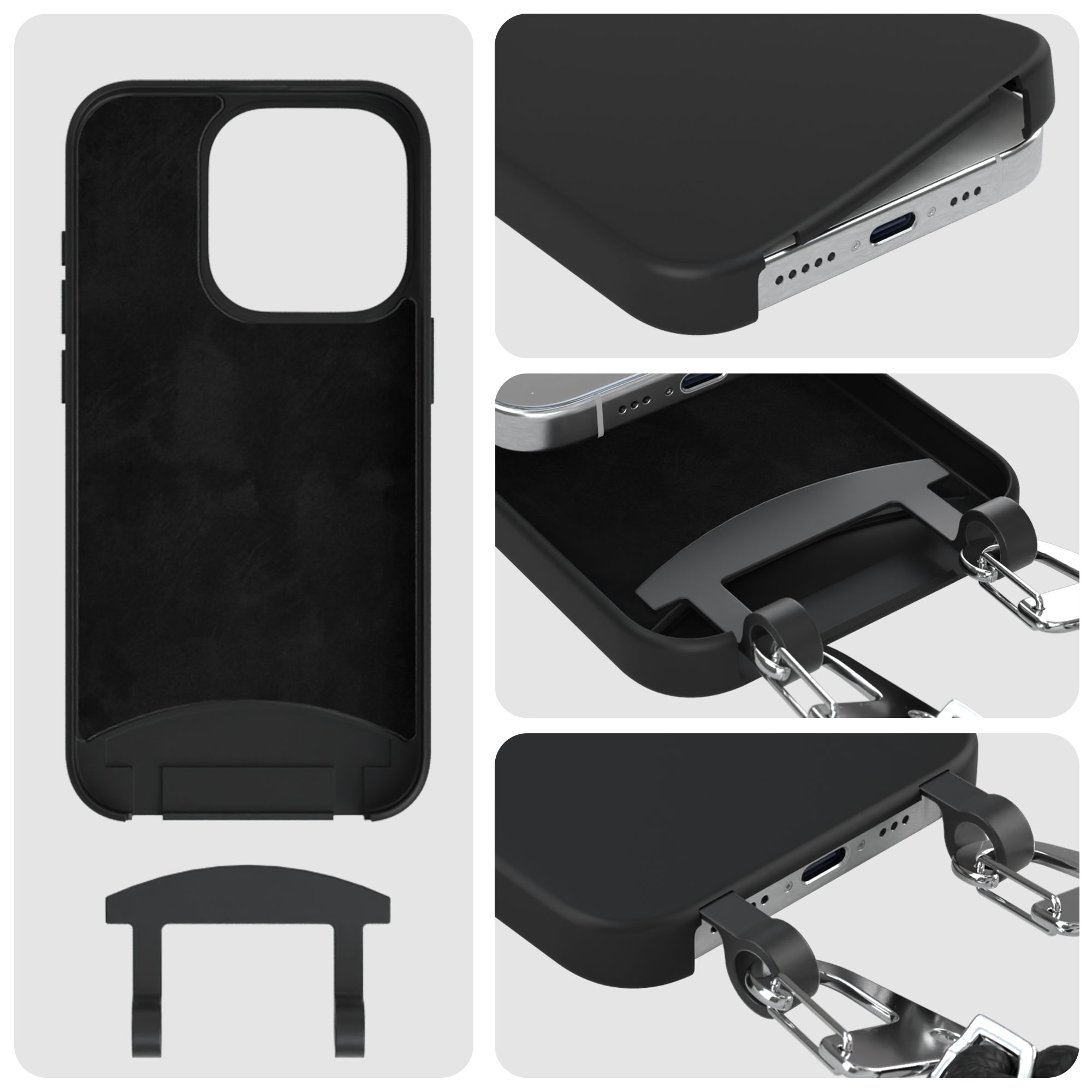iPhone 15 Pro 2in1 Hülle + Kordel mit Karabinern