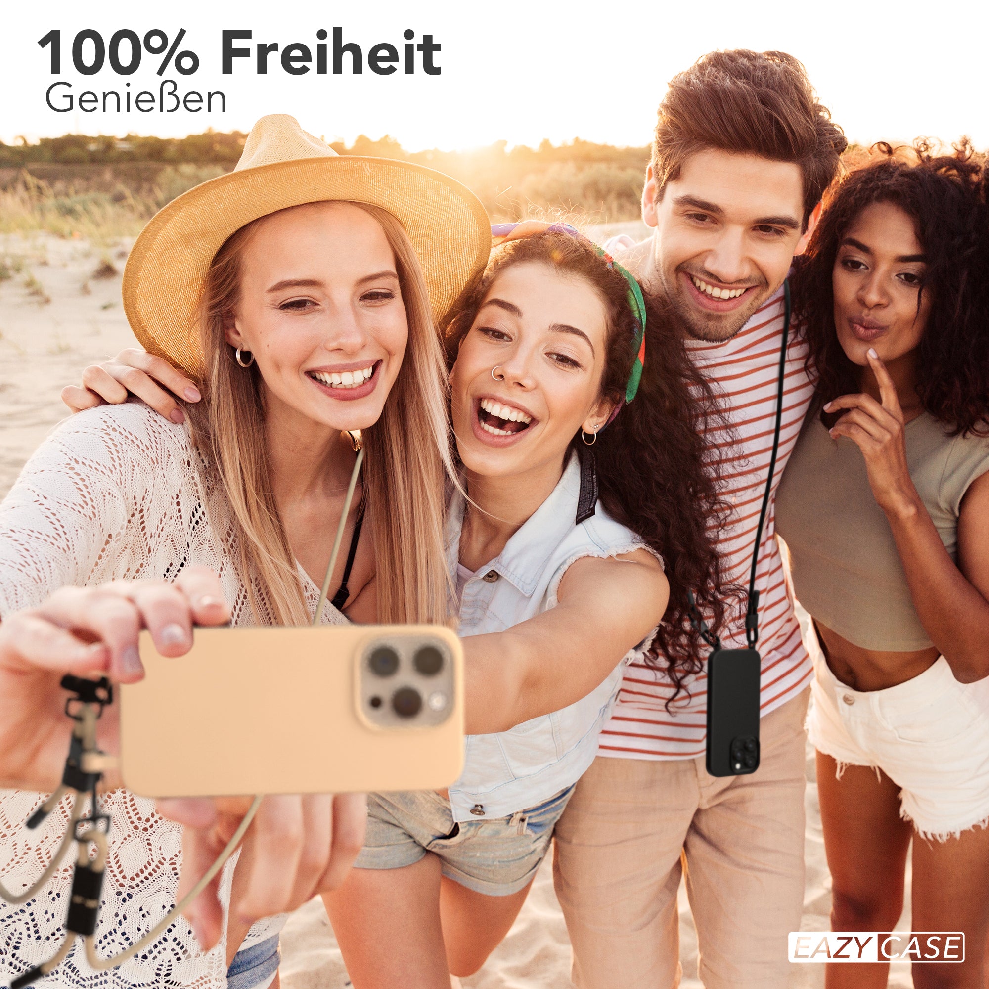 iPhone 15 Pro 2in1 Hülle + Kordel mit Karabinern