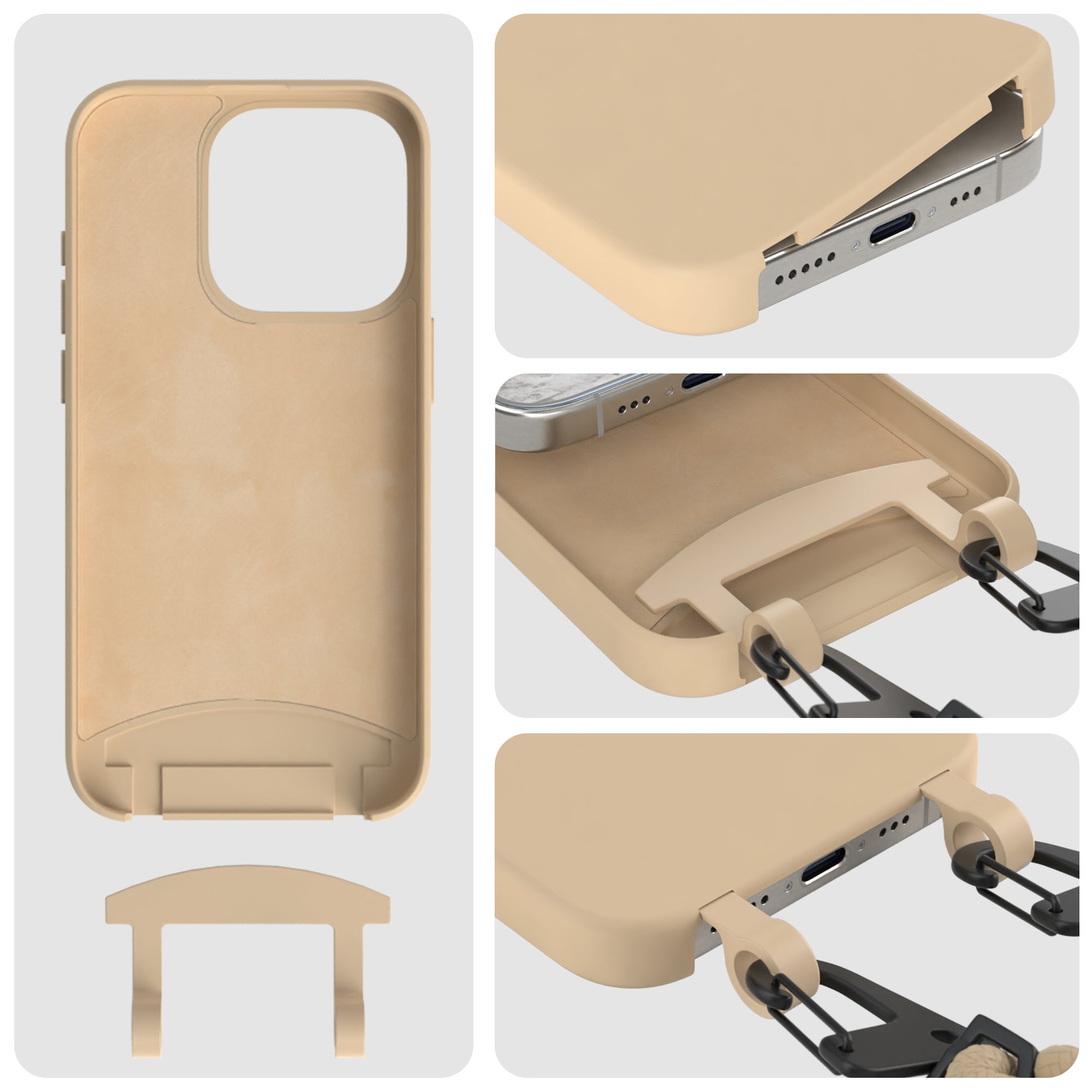 iPhone 15 Pro 2in1 Hülle + Kordel mit Karabinern