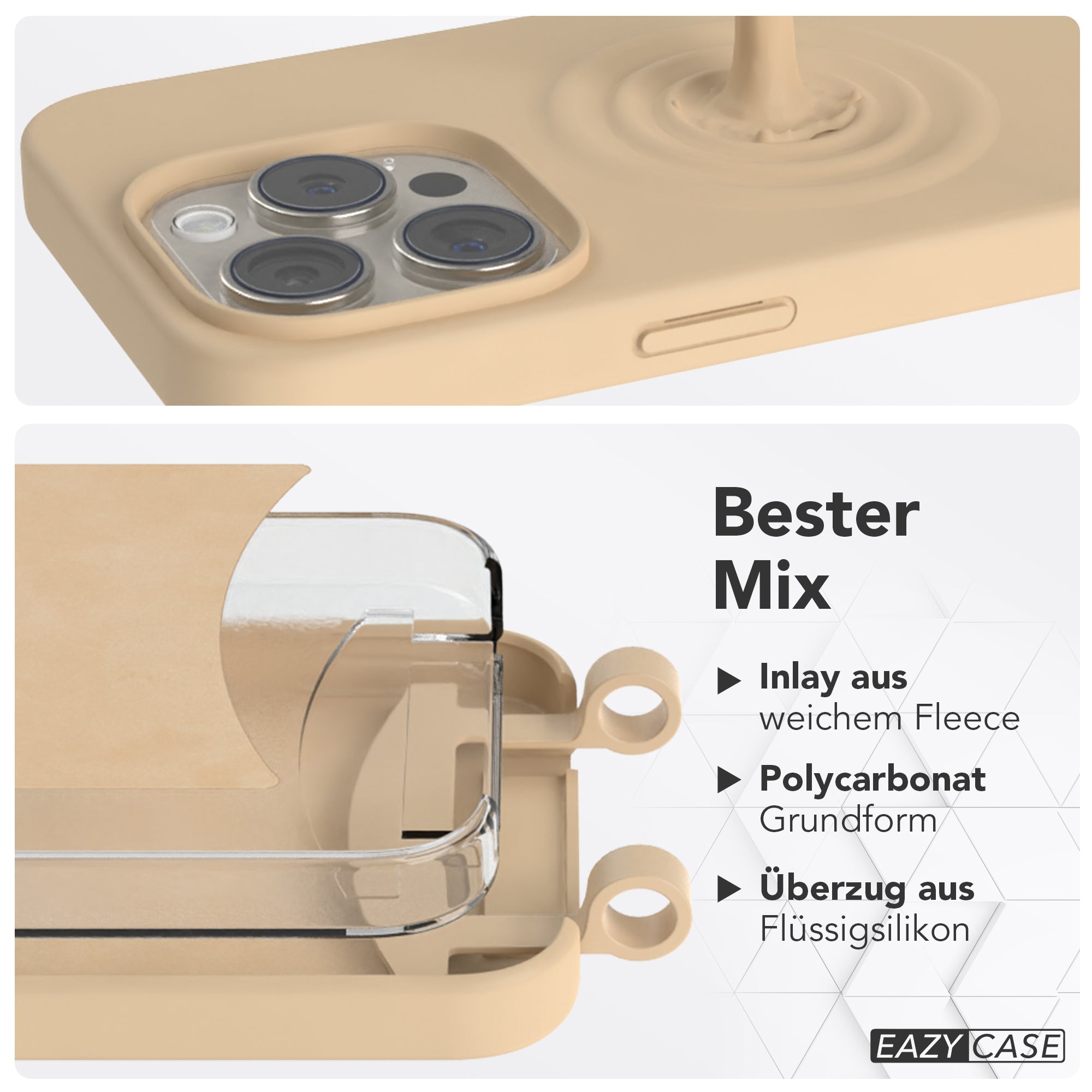iPhone 15 Pro 2in1 Hülle + Kordel mit Karabinern