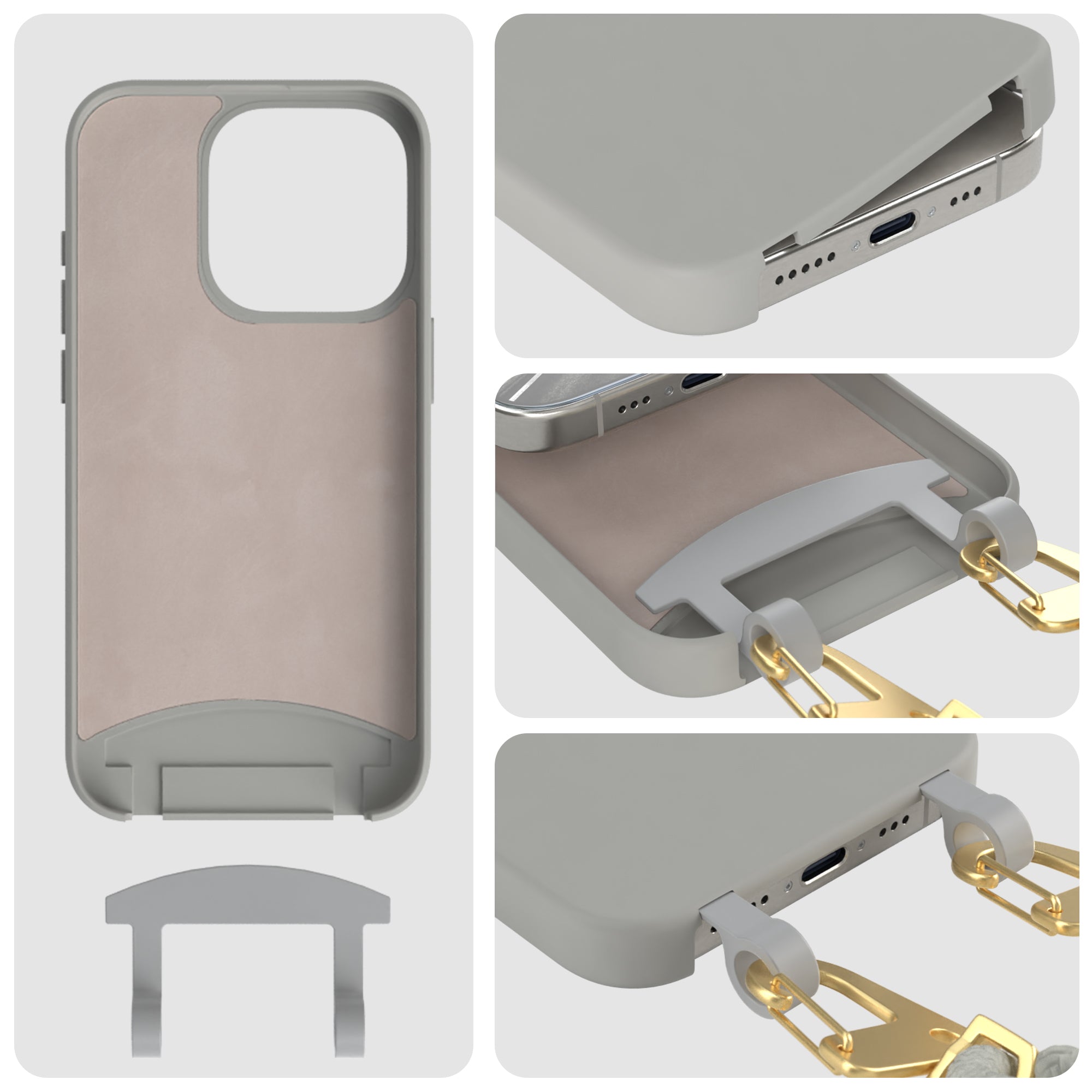 iPhone 15 Pro 2in1 Hülle + Kordel mit Karabinern